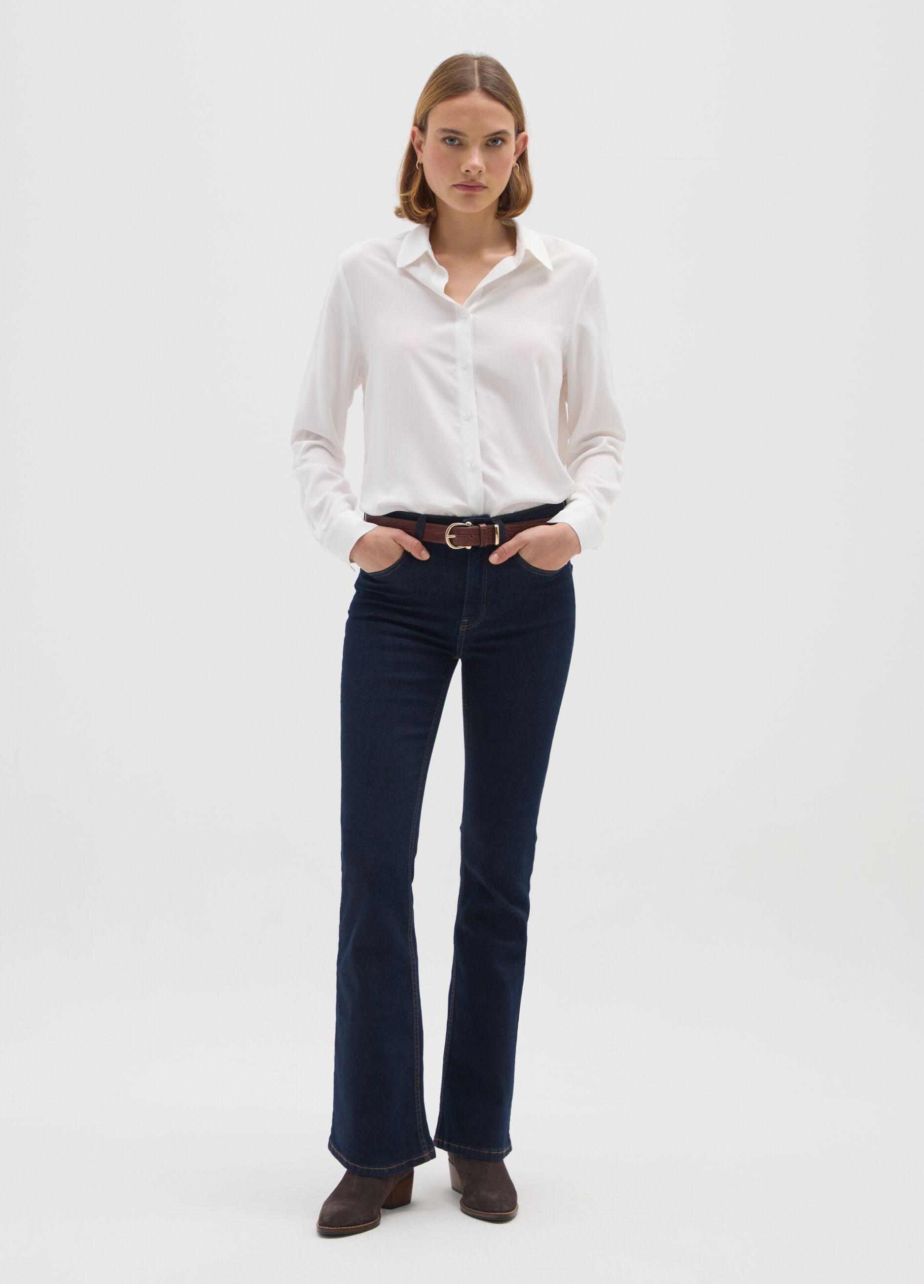 Blue Flare Jeans in Stretch Denim
