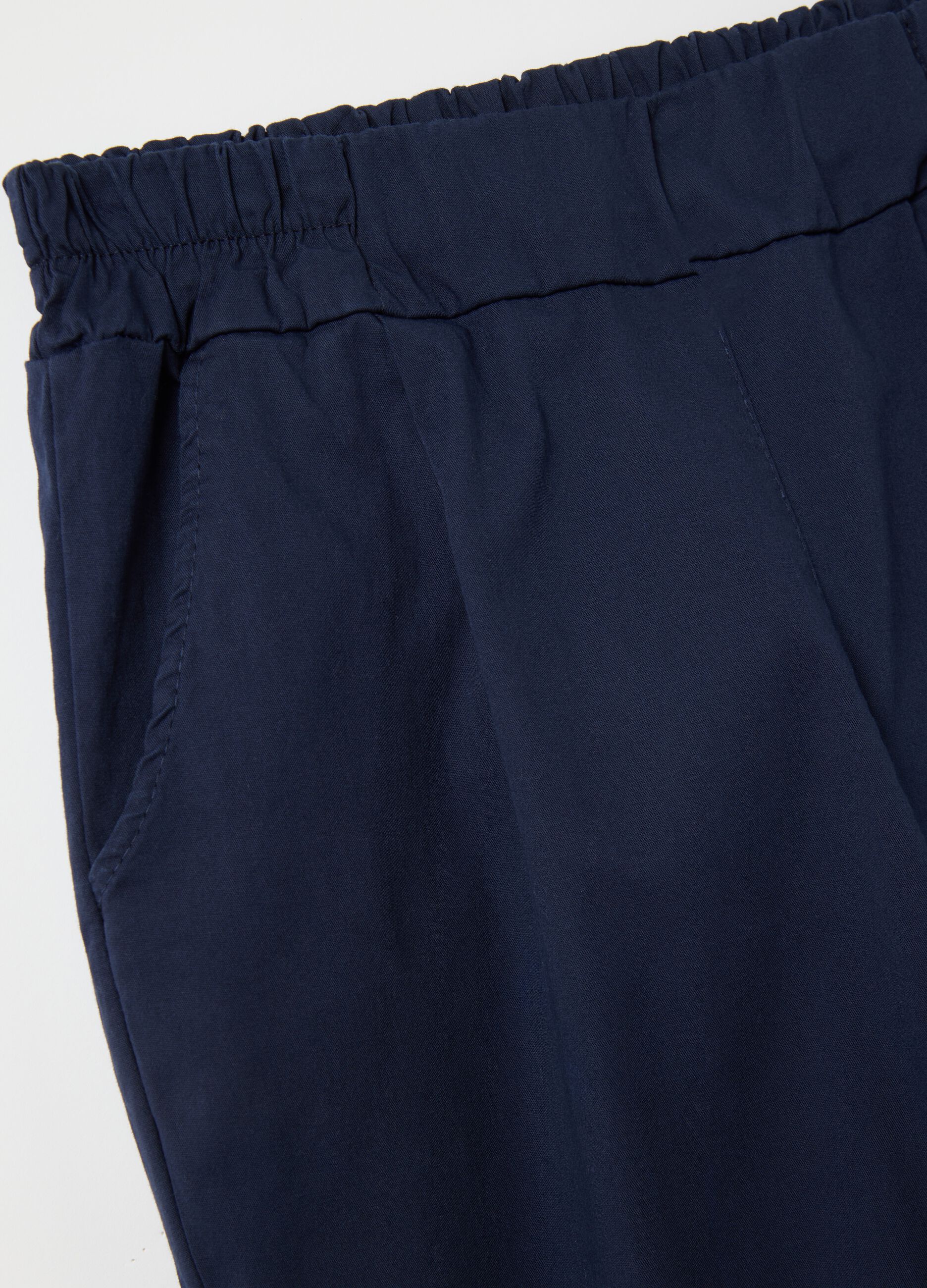 Blue cigarette trousers with elastic waistband
