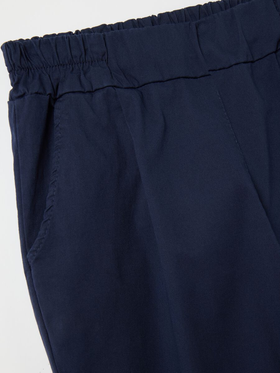 Blue cigarette trousers with elastic waistband_5