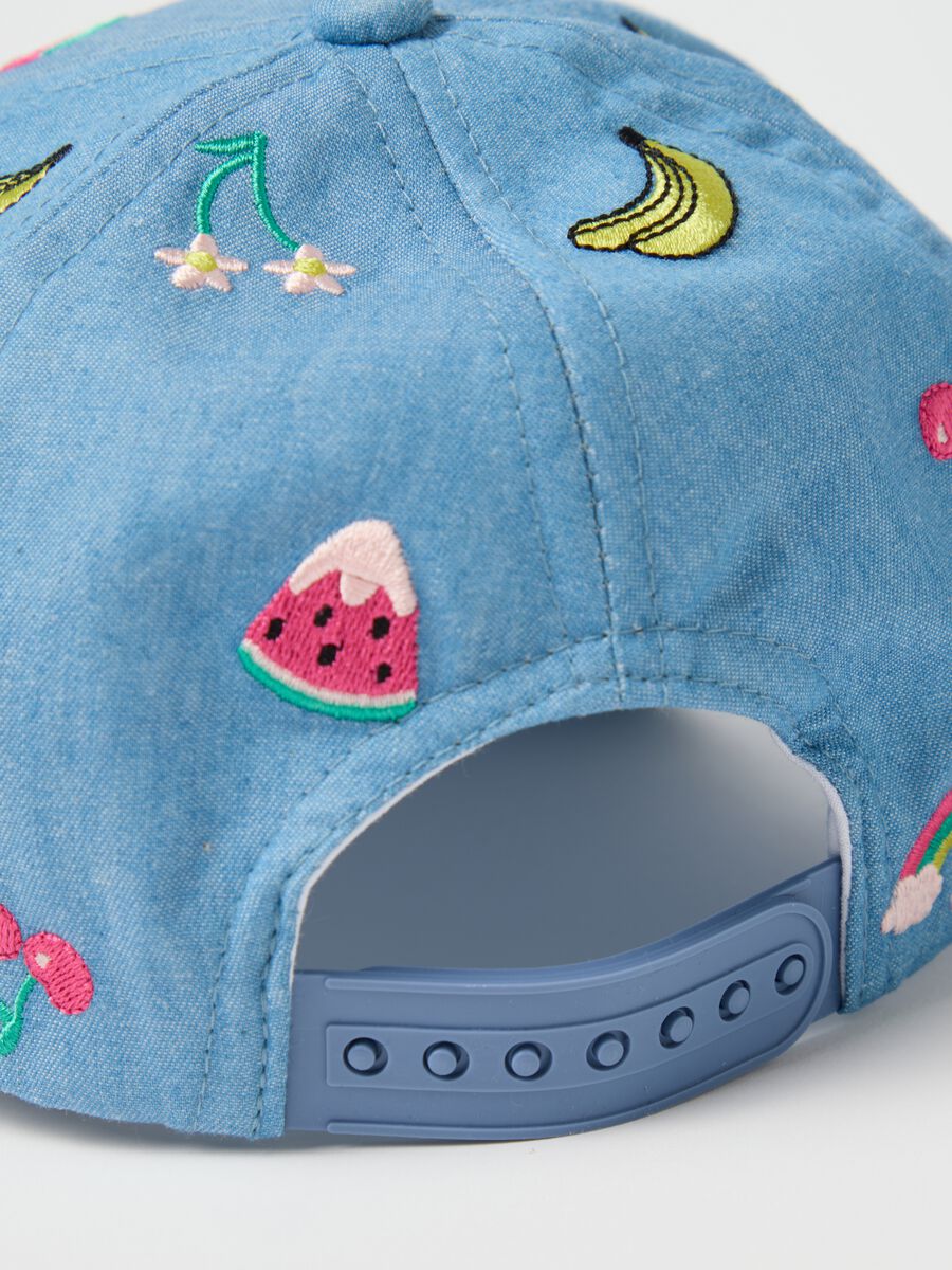 Denim baseball cap with embroidery_1