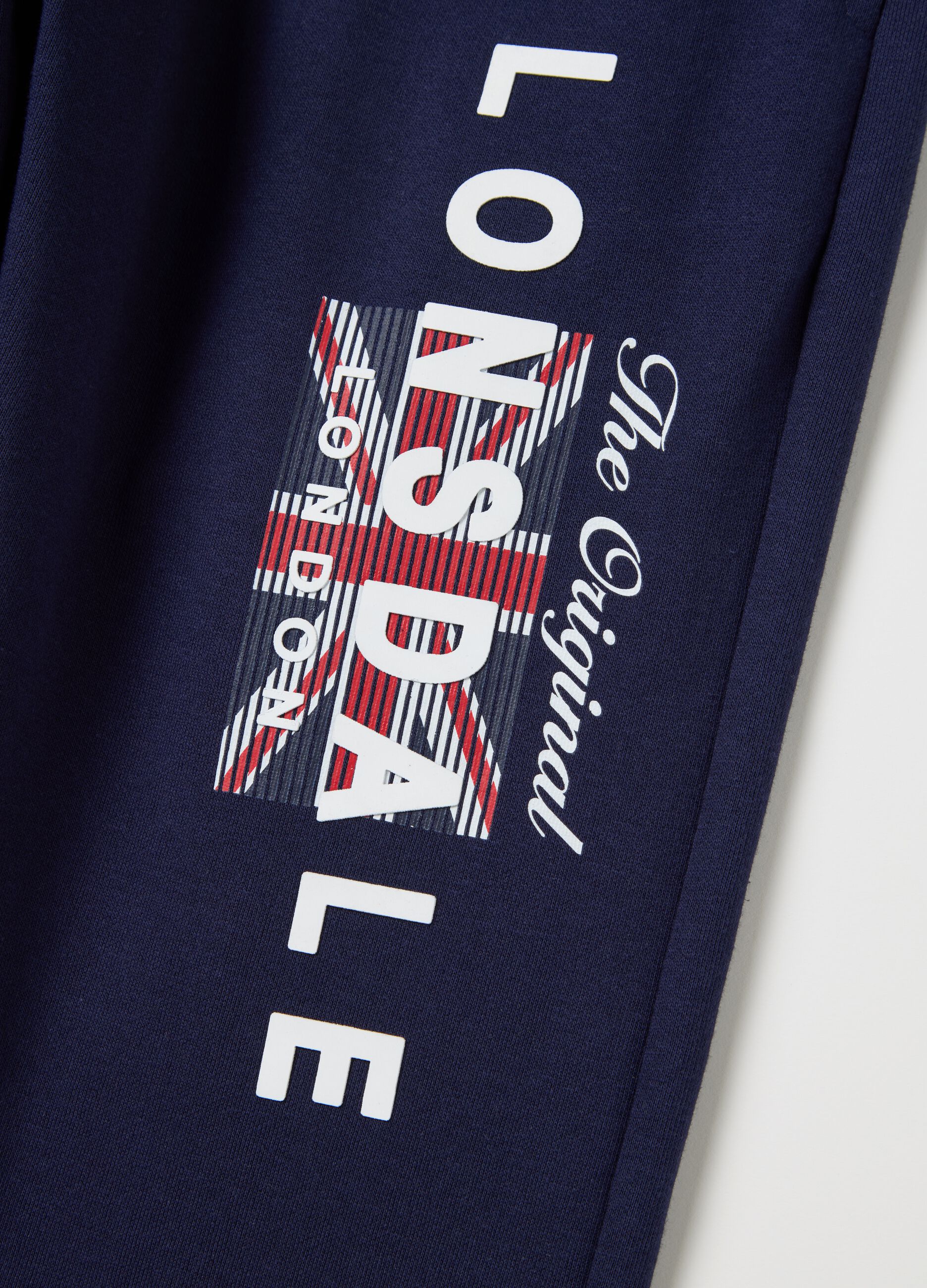 Blue fleece joggers with logo print