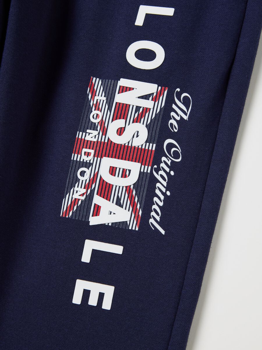 Blue fleece joggers with logo print_5