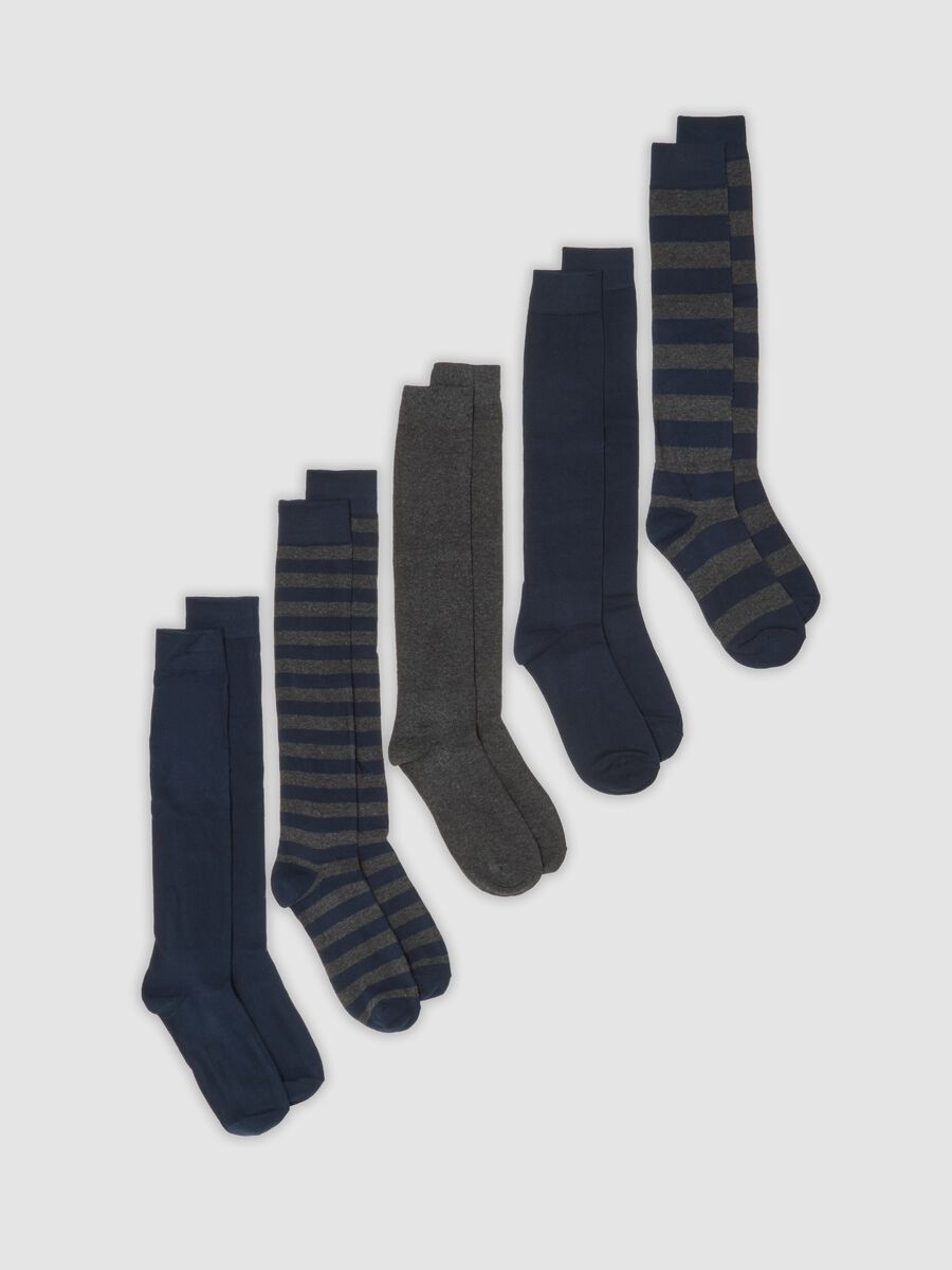 Pack of five multicolour long socks in stretch organic cotton_0