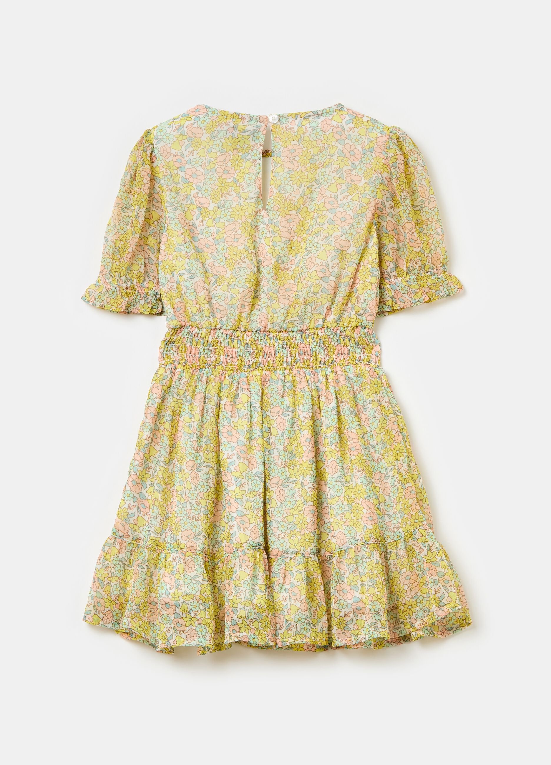 Dress with floral pattern and flounce
