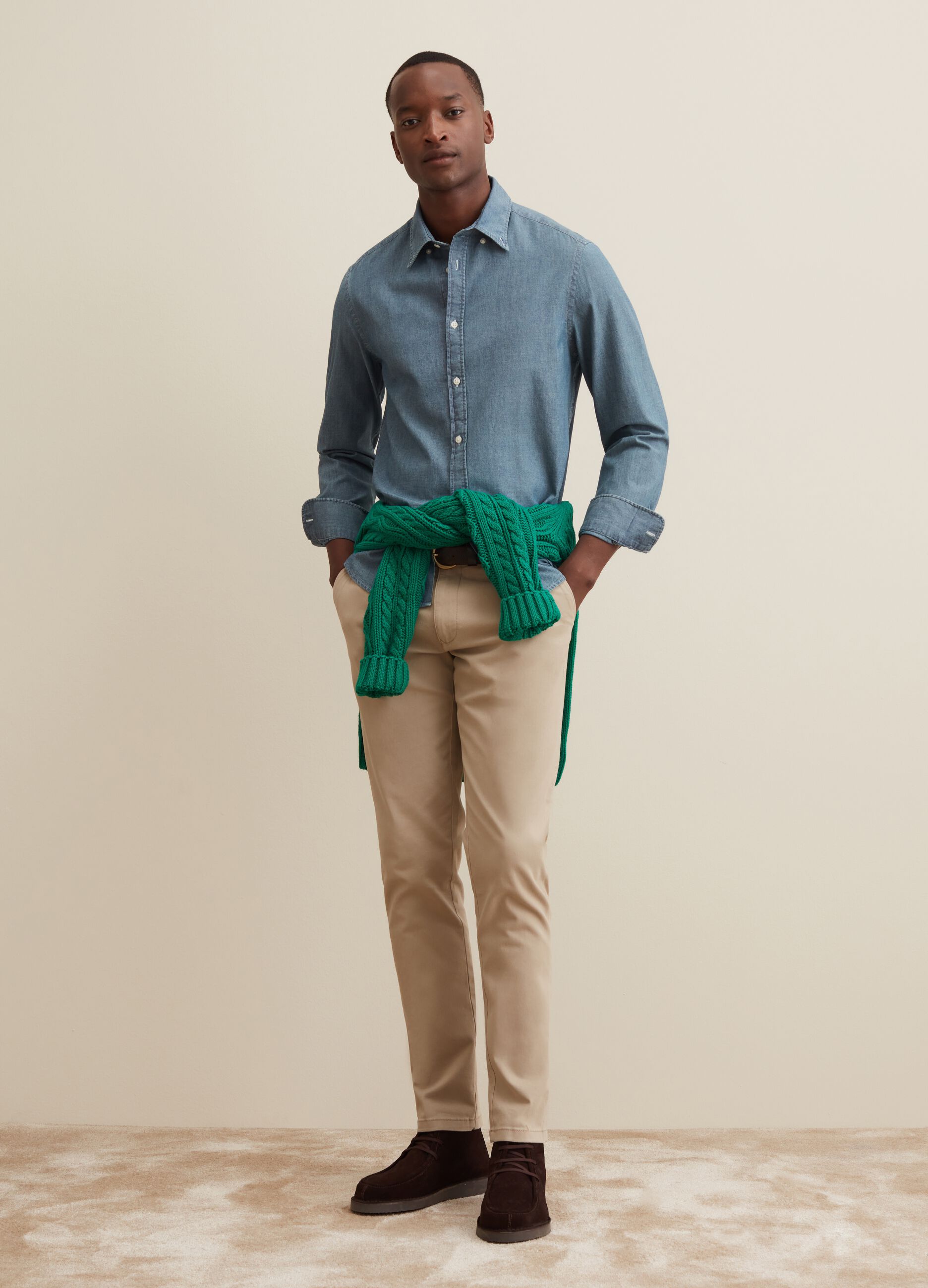 Camicia in cotone chambray_0