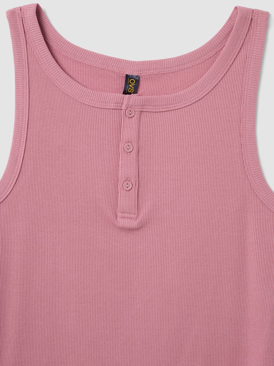 Canotta serafino rosa in misto cotone e viscosa a costine_6