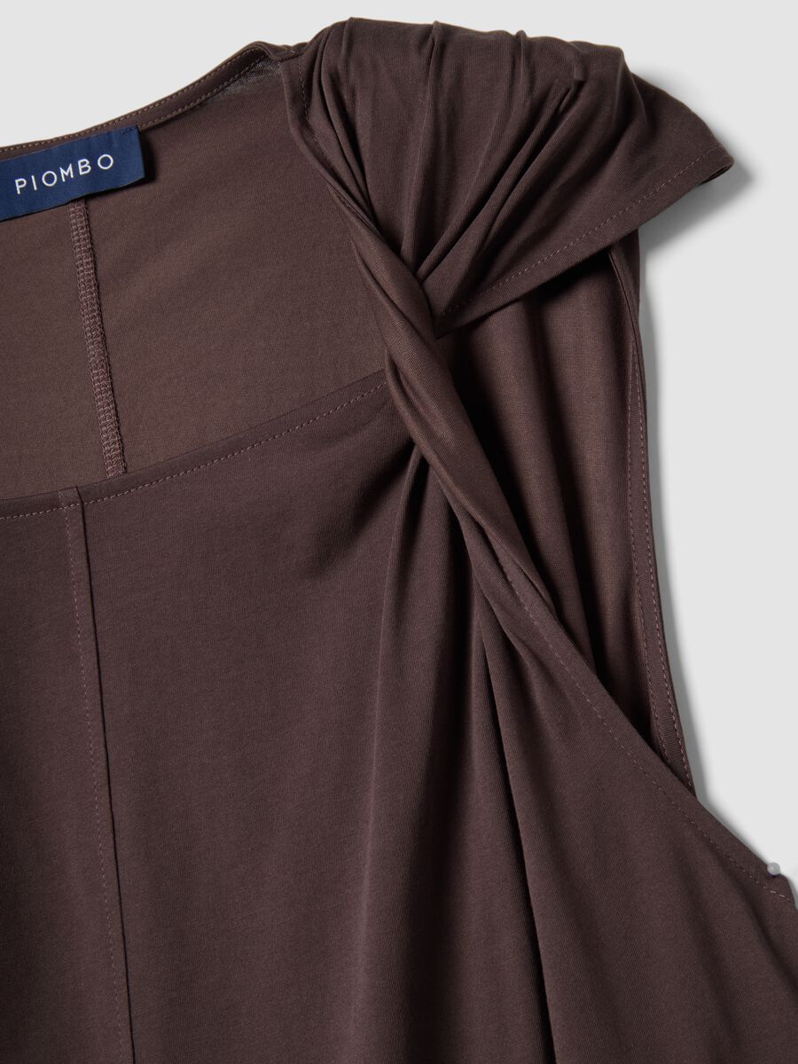 Long brown cotton-blend dress, regular fit_5