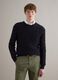 Blue pure cotton sweater with regular fit and woven design_2