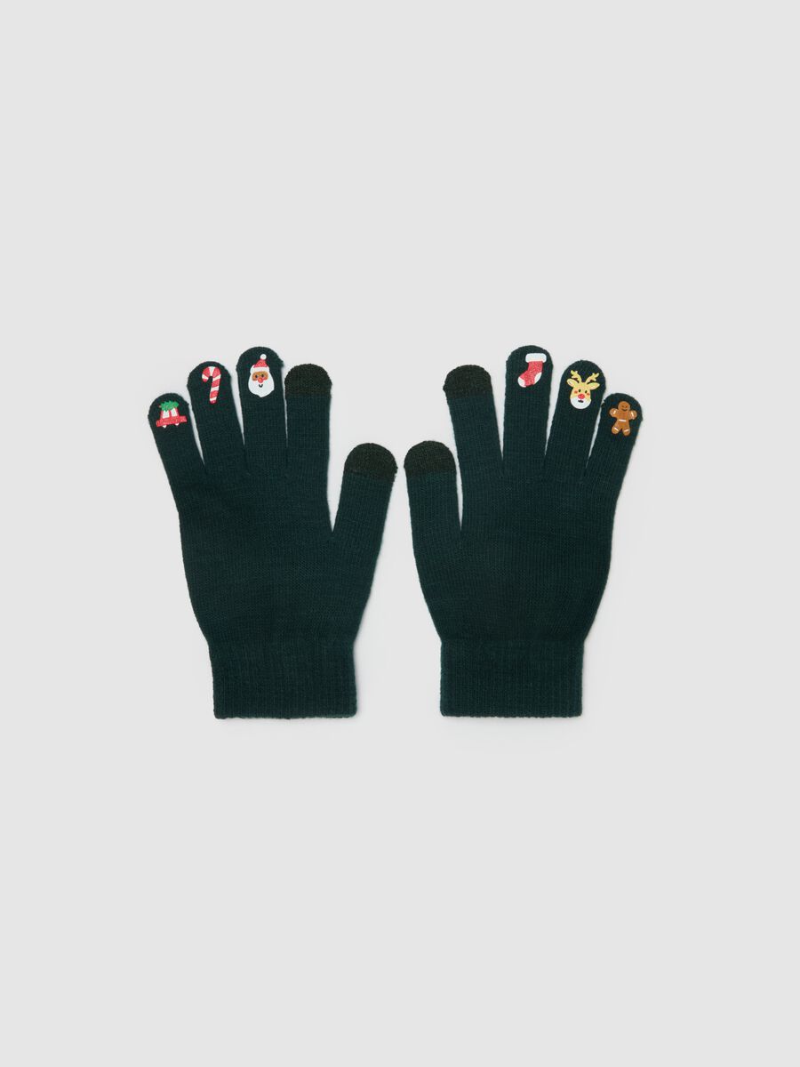 Touch-screen gloves with Christmas print_1