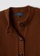 Brown pure cotton crew-neck cardigan with buttons, regular fit_5