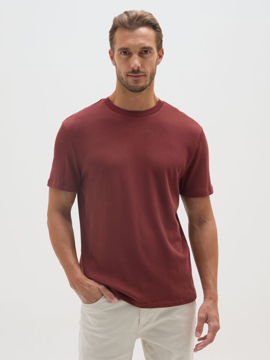 Red pure cotton regular fit T-shirt_0