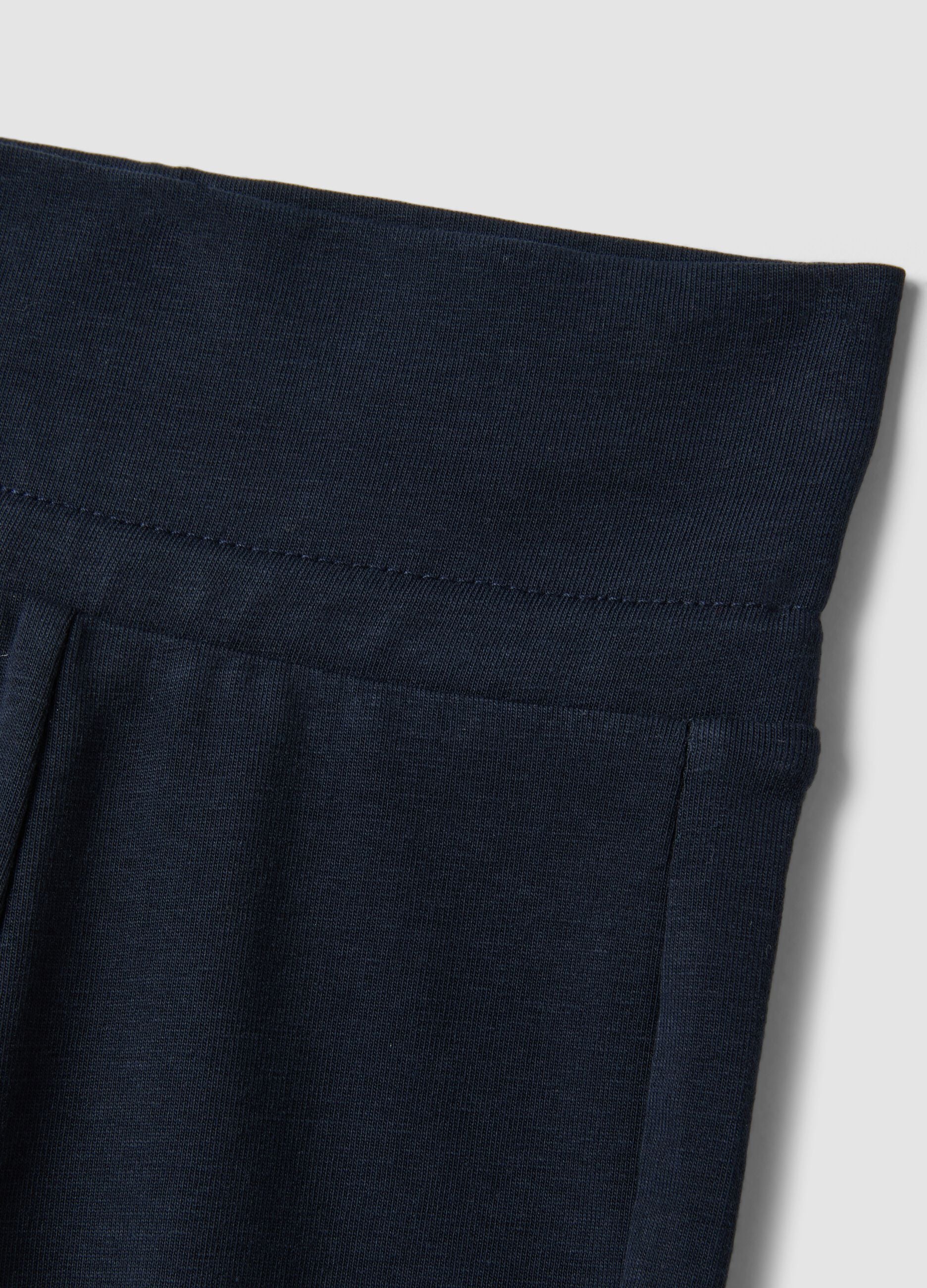 Blue flared leggings in organic cotton and stretch viscose for baby girl