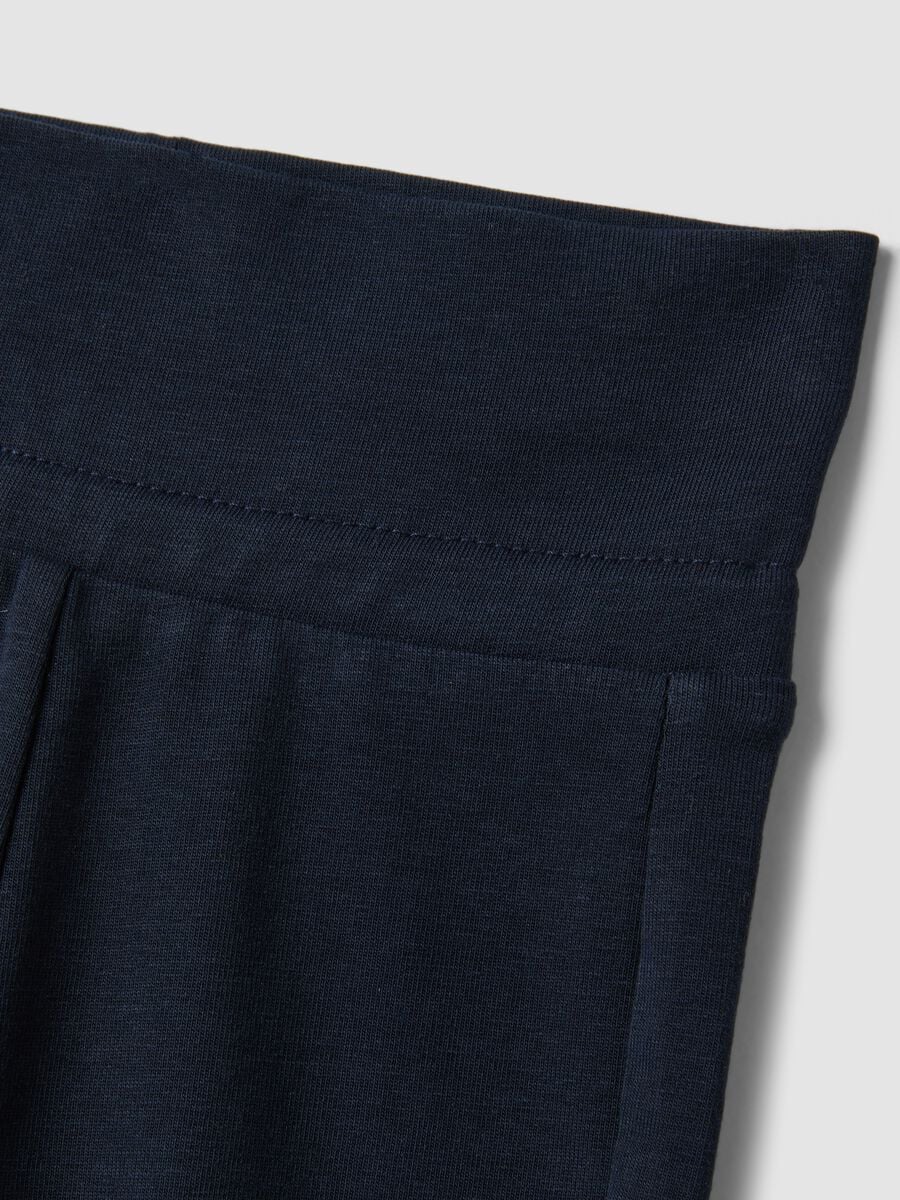 Leggings blu flare in cotone organico e viscosa elasticizzato per bimba_2