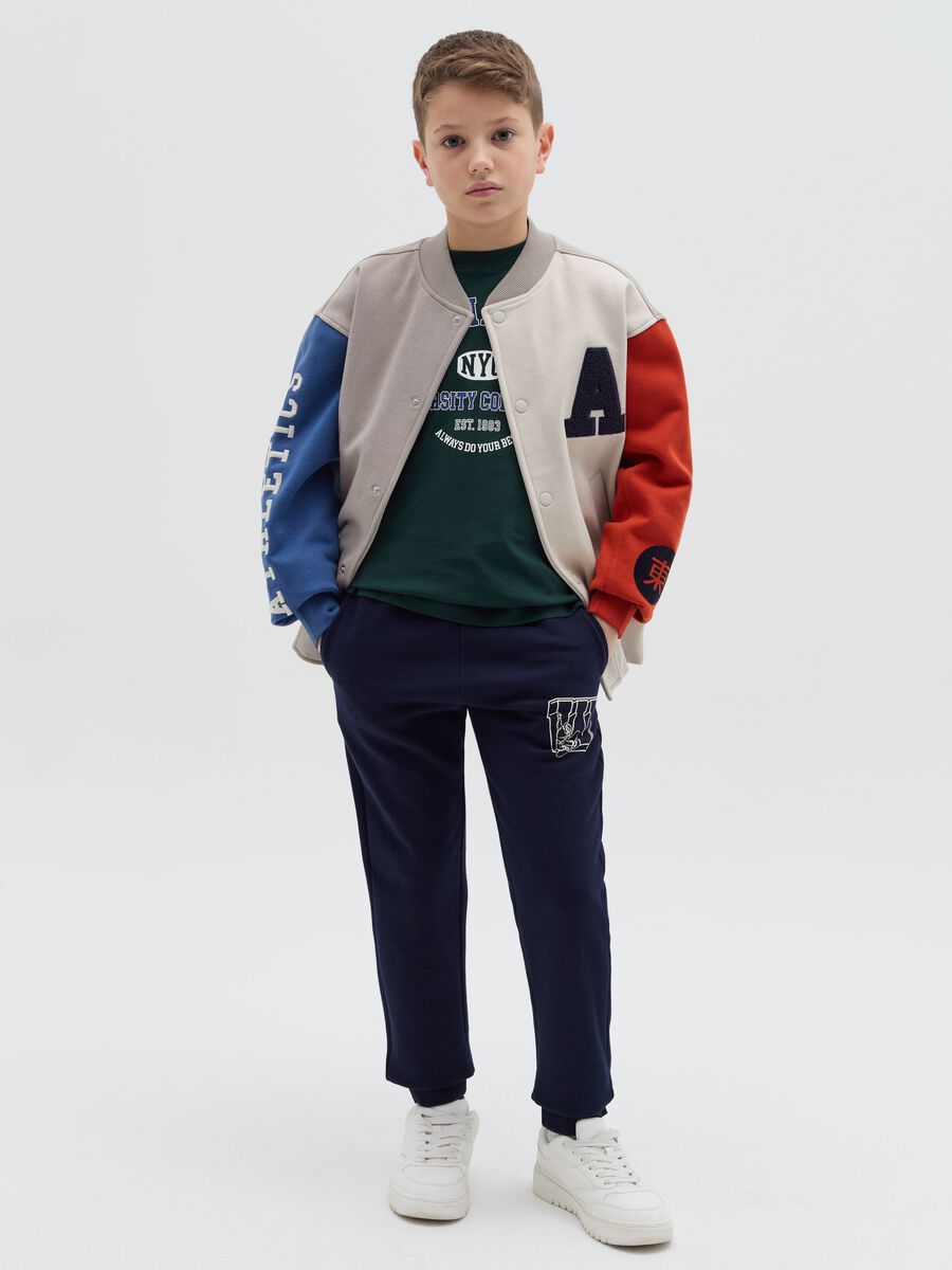 Joggers with snowboarder print_0