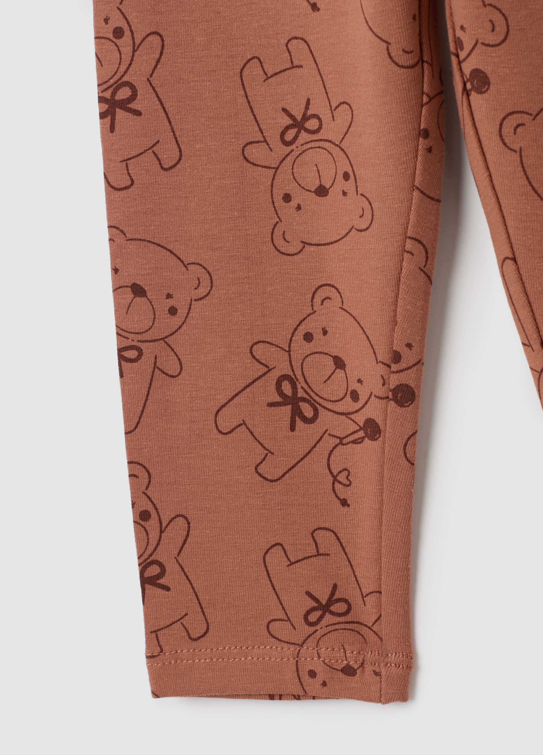 Leggings da neonata in cotone elasticizzato marroni