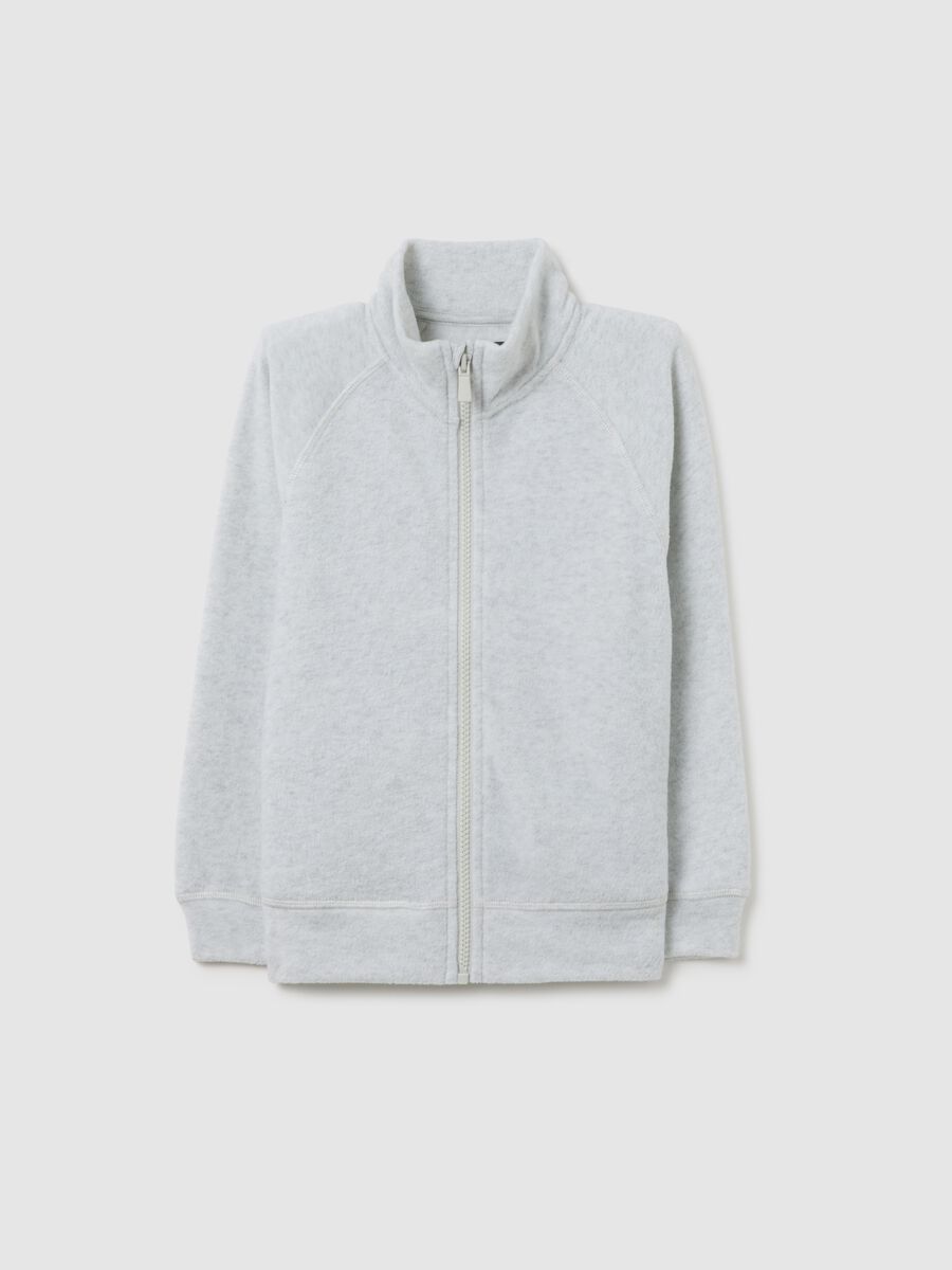 Grey children's sweatshirt with high neck and full zip, oversized fit_0