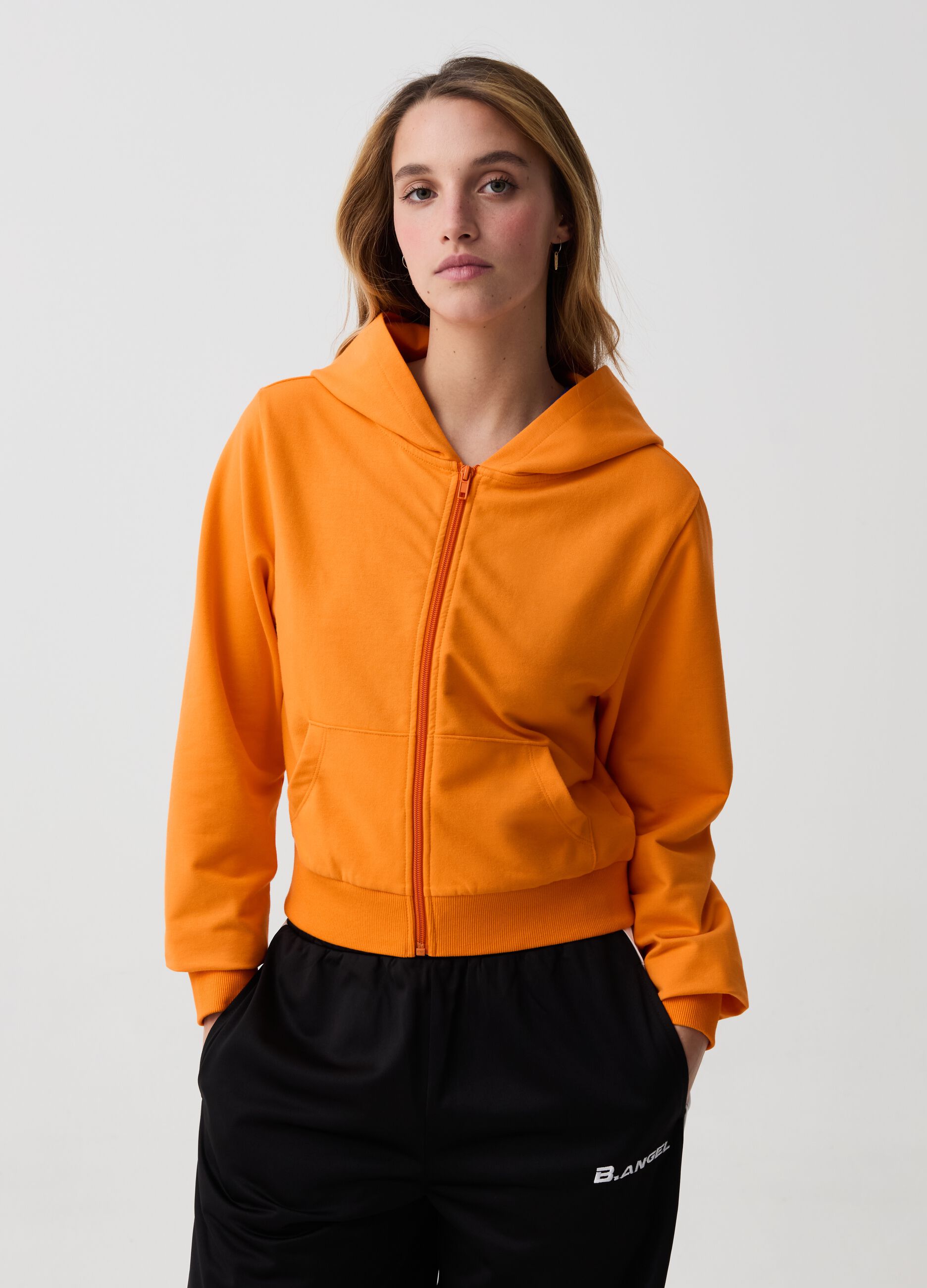 B.ANGEL FOR THE SEA BEYOND cropped full-zip sweatshirt in fleece with hood