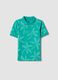 Green pure cotton boys&rsquo; polo shirt, regular fit, with floral design_0