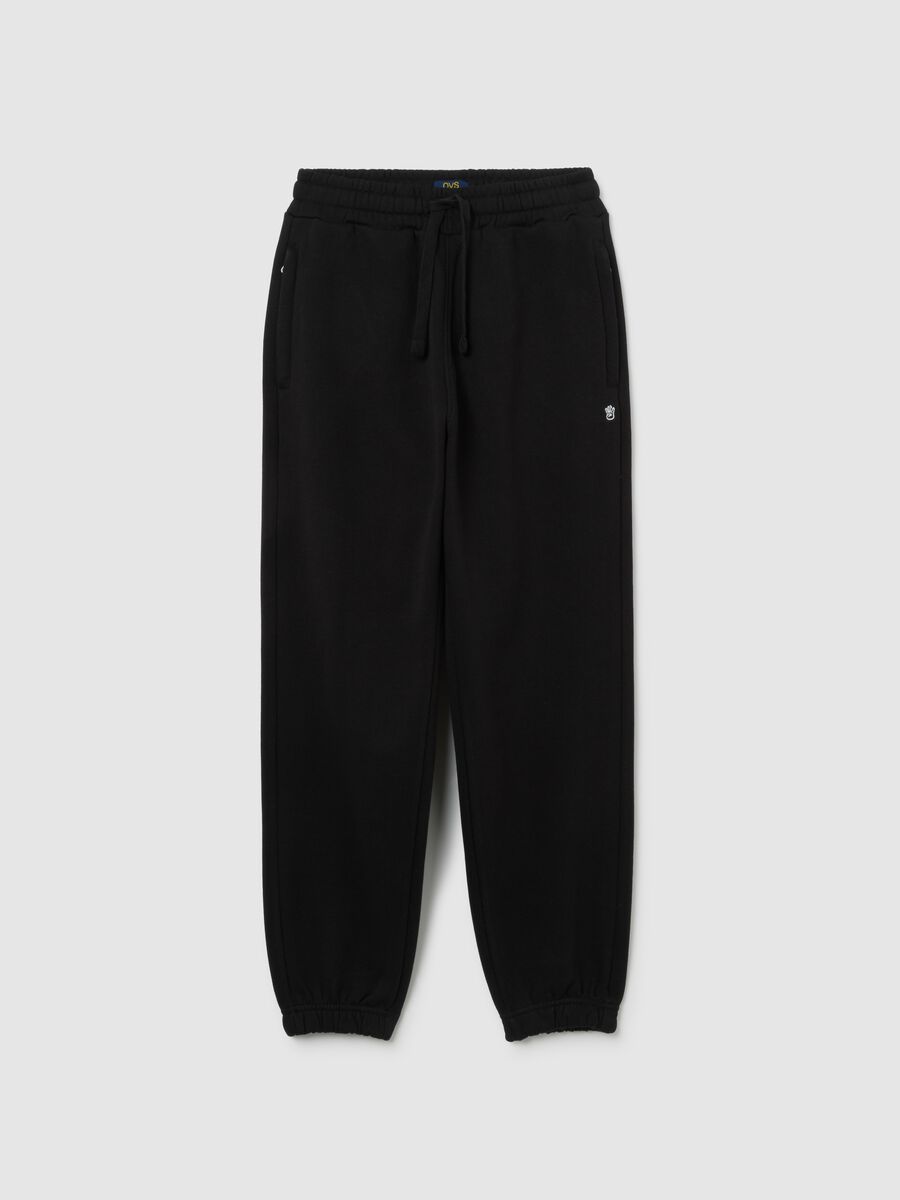 Boy's pure cotton black oversized jogger trousers_3