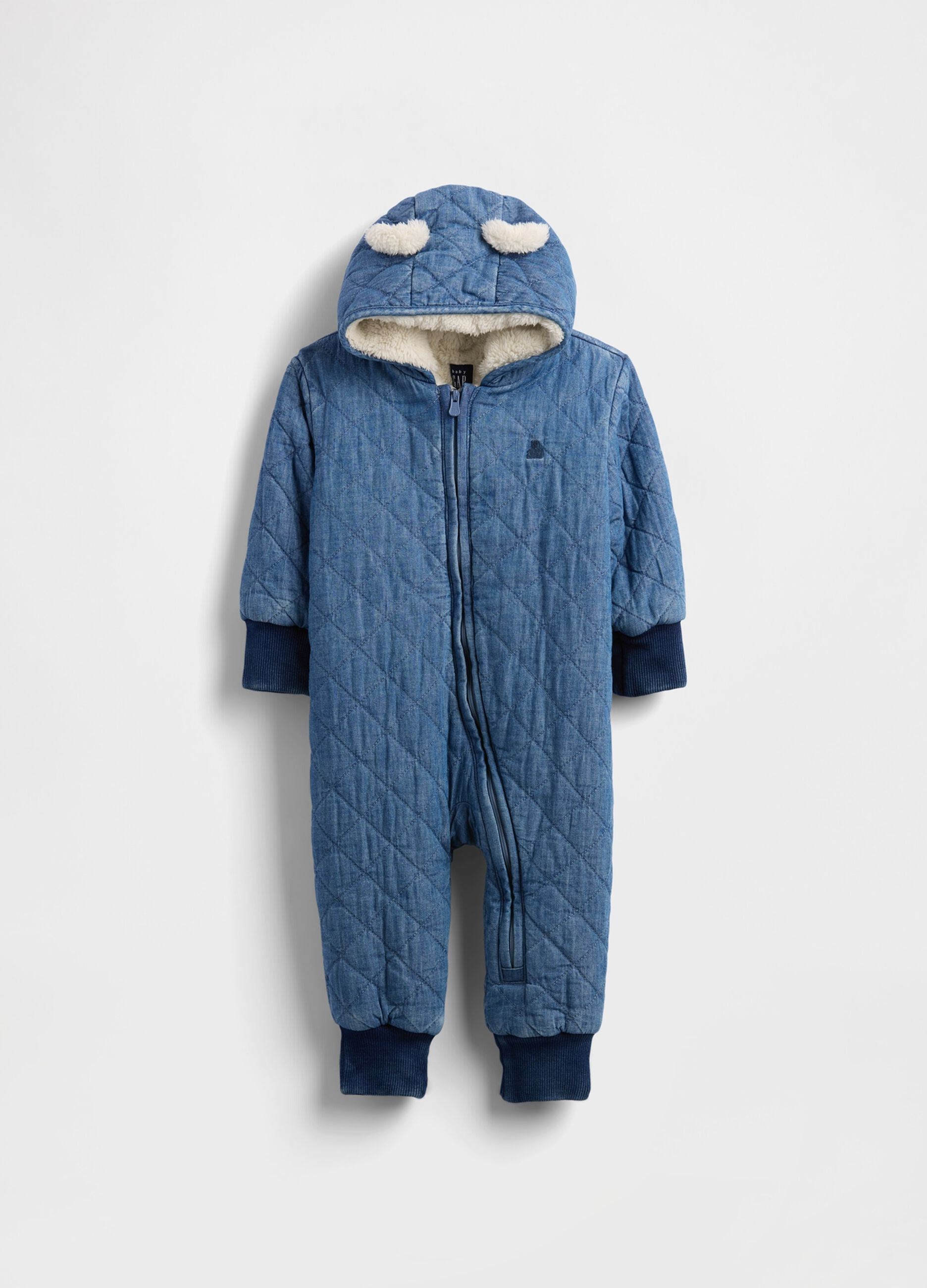 Padded denim romper for babies