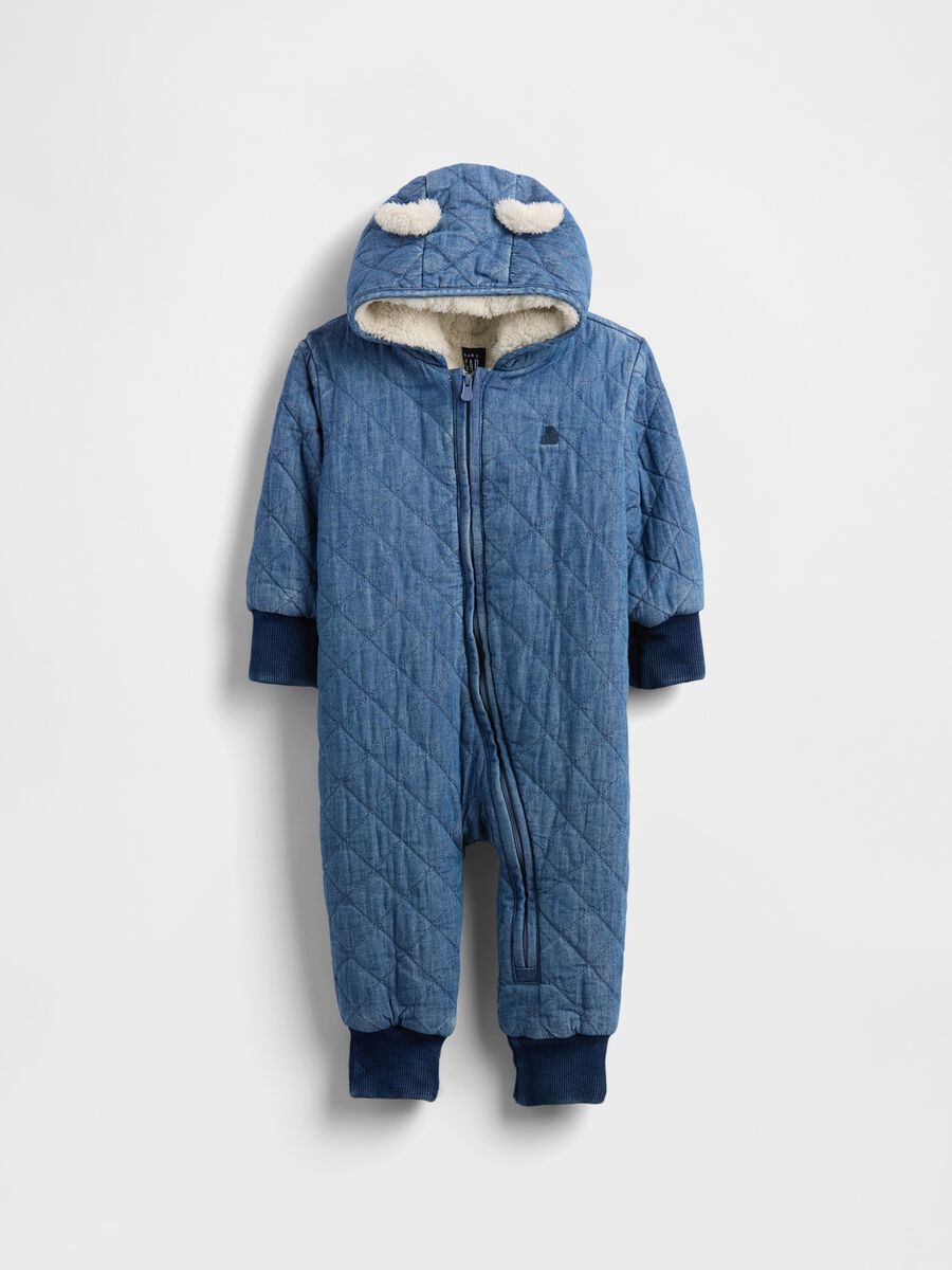 Padded denim romper for babies_0