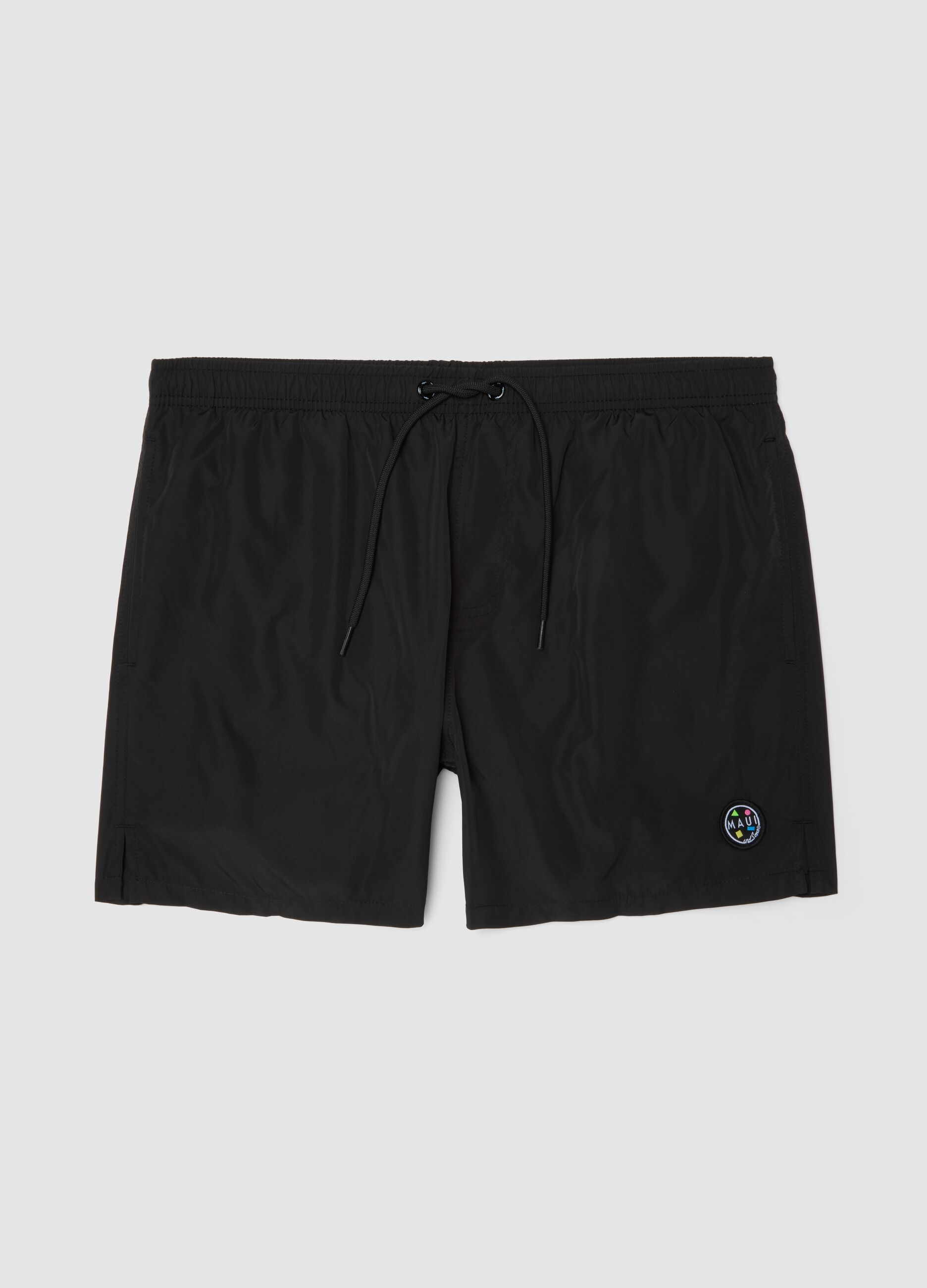 Boxer mare nero con vita elasticizzata e coulisse