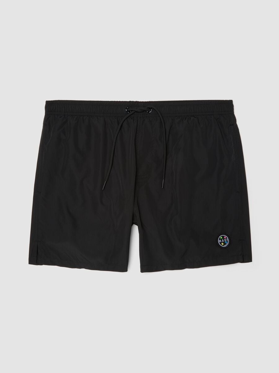 Boxer mare nero con vita elasticizzata e coulisse_0