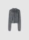 Cardigan in puro cotone grigio da ragazza slim fit con full zip_3