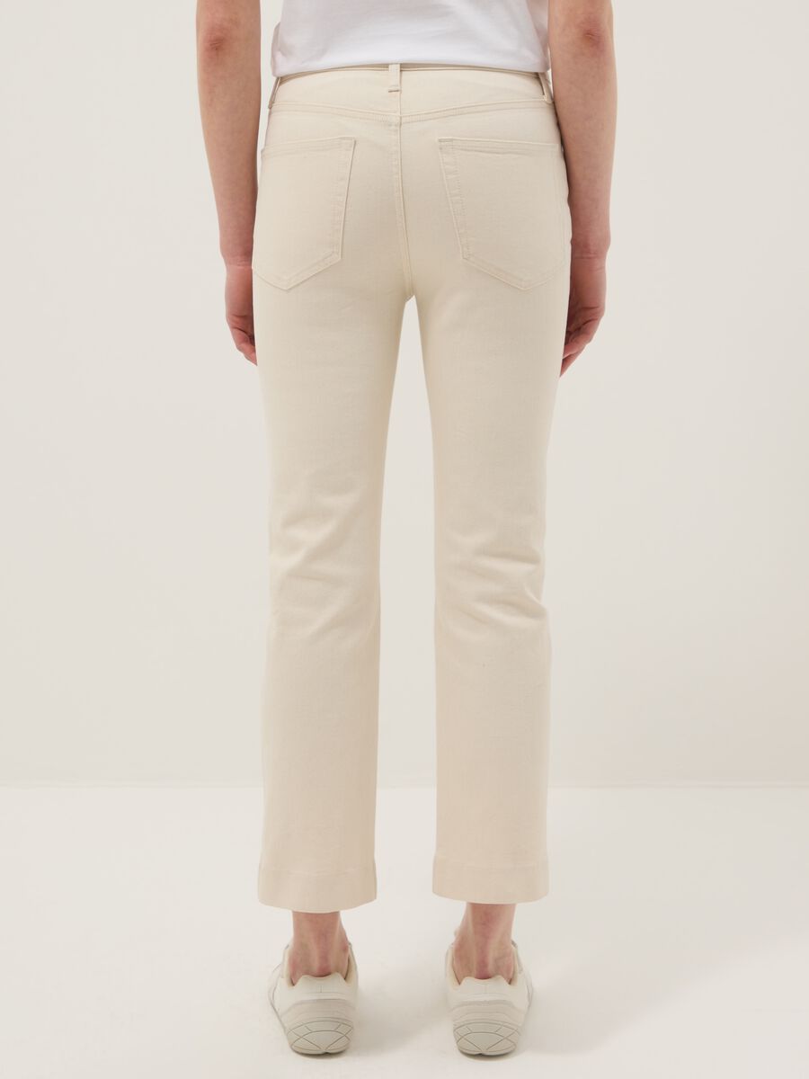 White Stretch Denim Cotton Bootcut Jeans_2