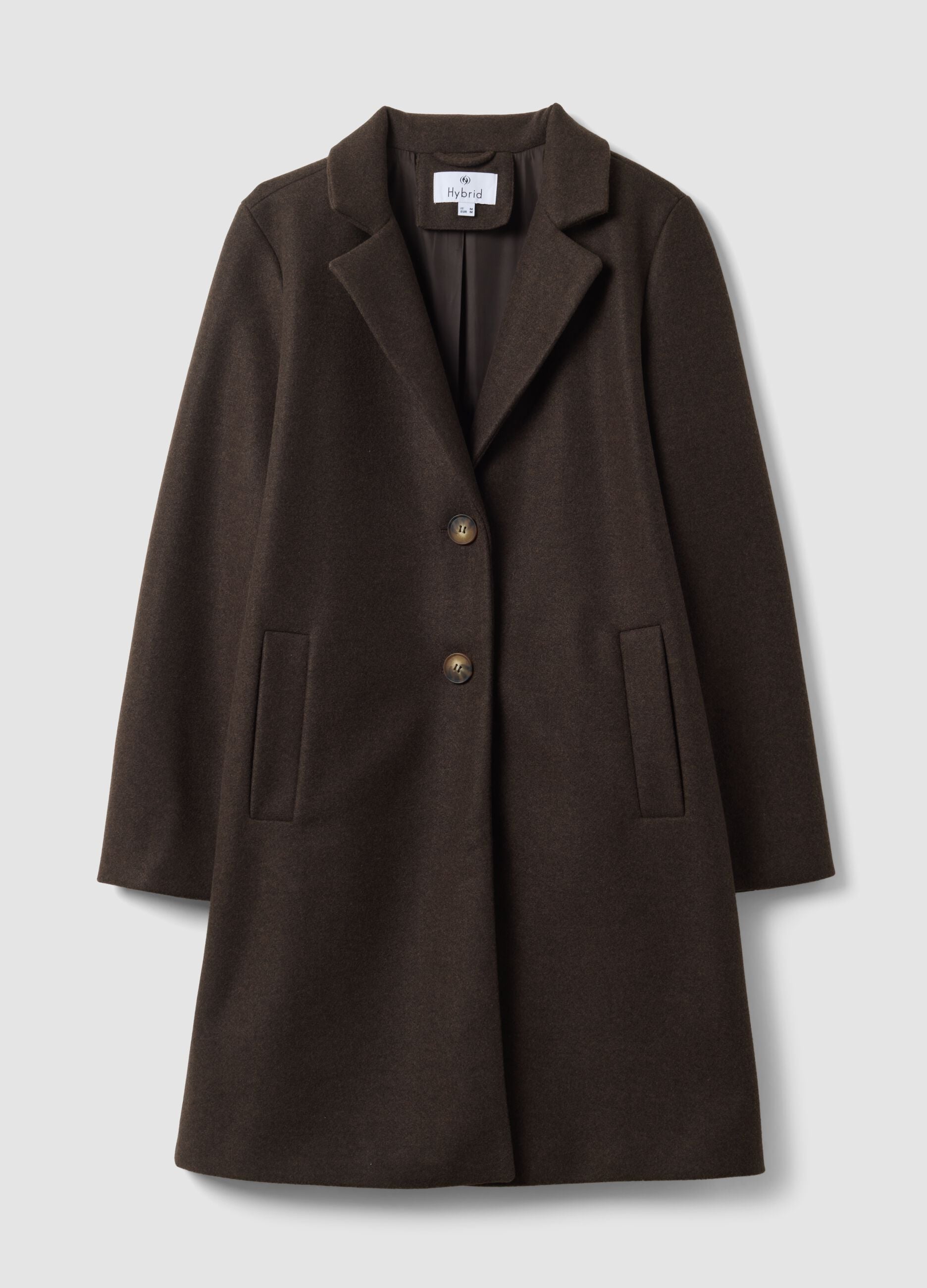 Brown regular-fit coat with lapels and buttons