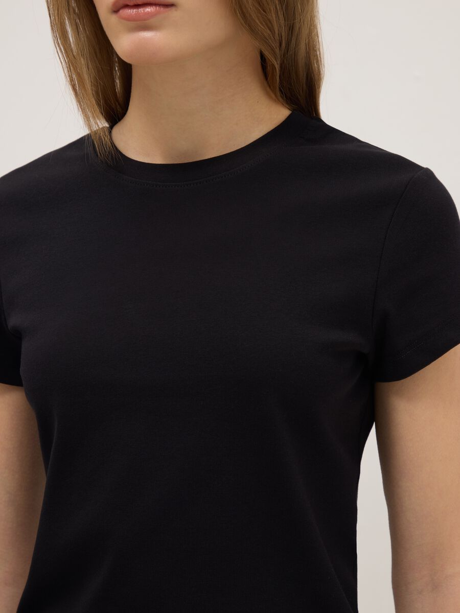 Black Slim Fit Stretch Cotton T-shirt_3
