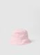Girls' pink pure cotton bucket hat with floral embroidery_0