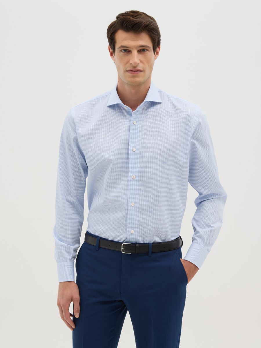 Light blue long-sleeve twill cotton shirt_0