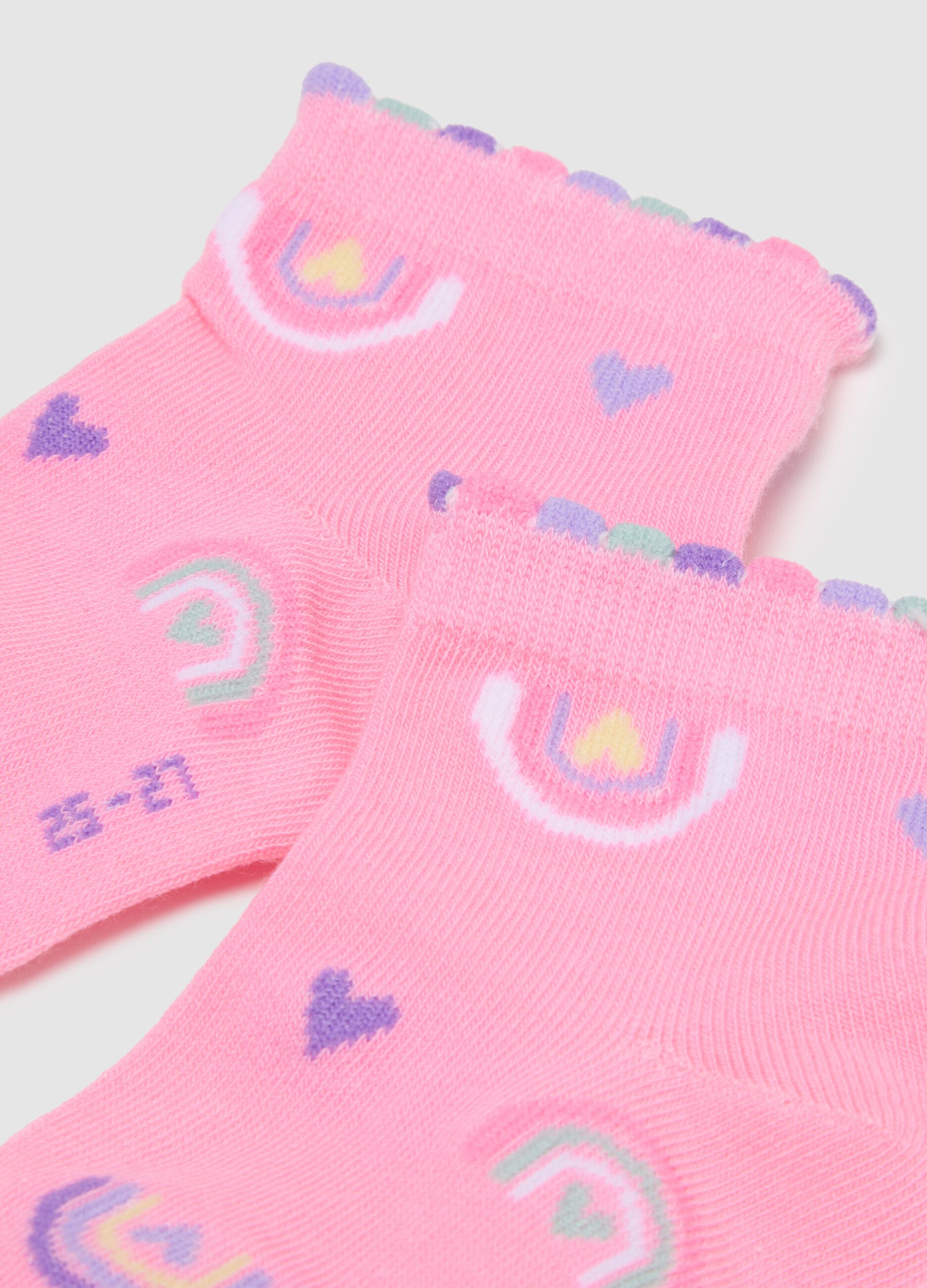 Girls' multicolour cotton elasticated socks multipack