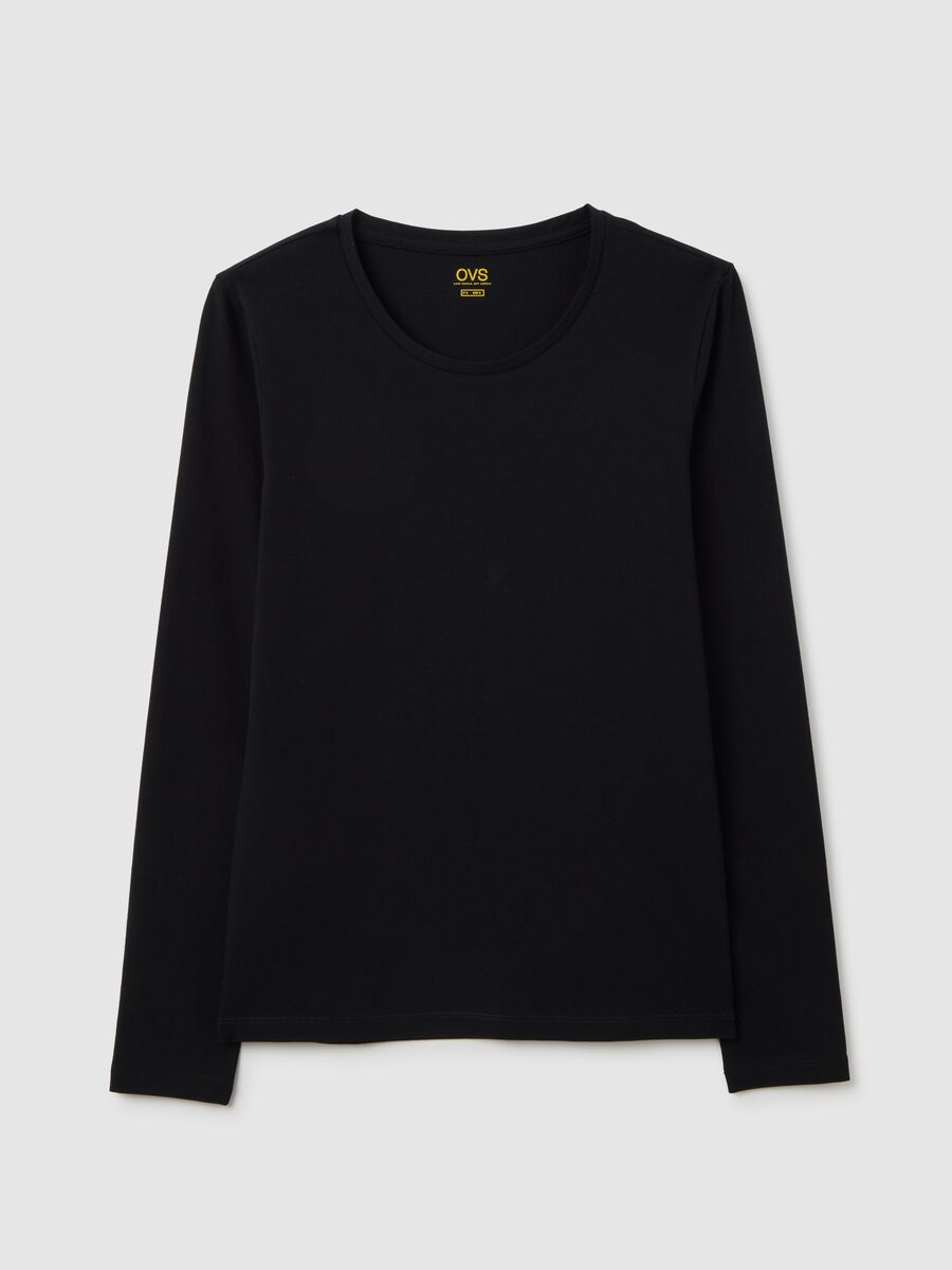 Black Stretch Long Sleeve Top_0