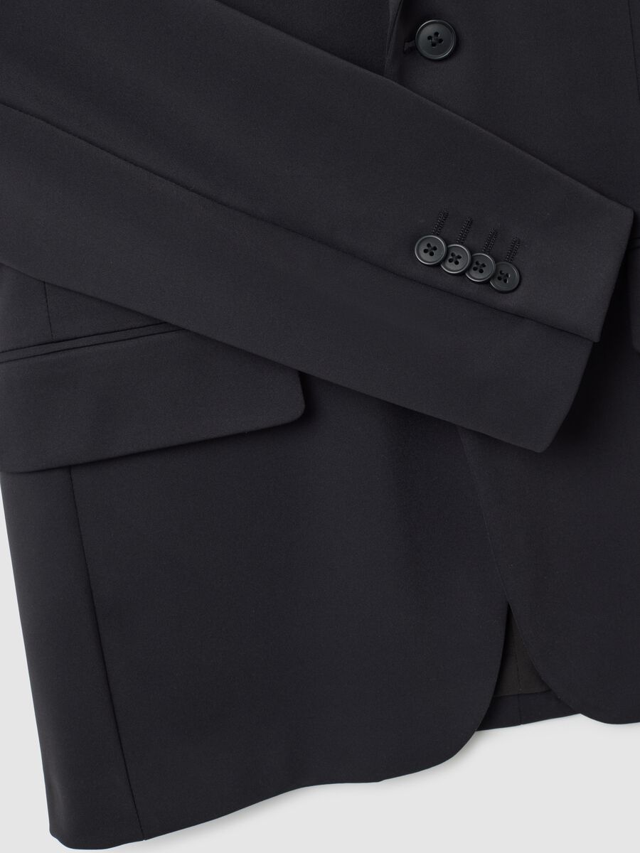 Black stretch fabric slim fit blazer_1