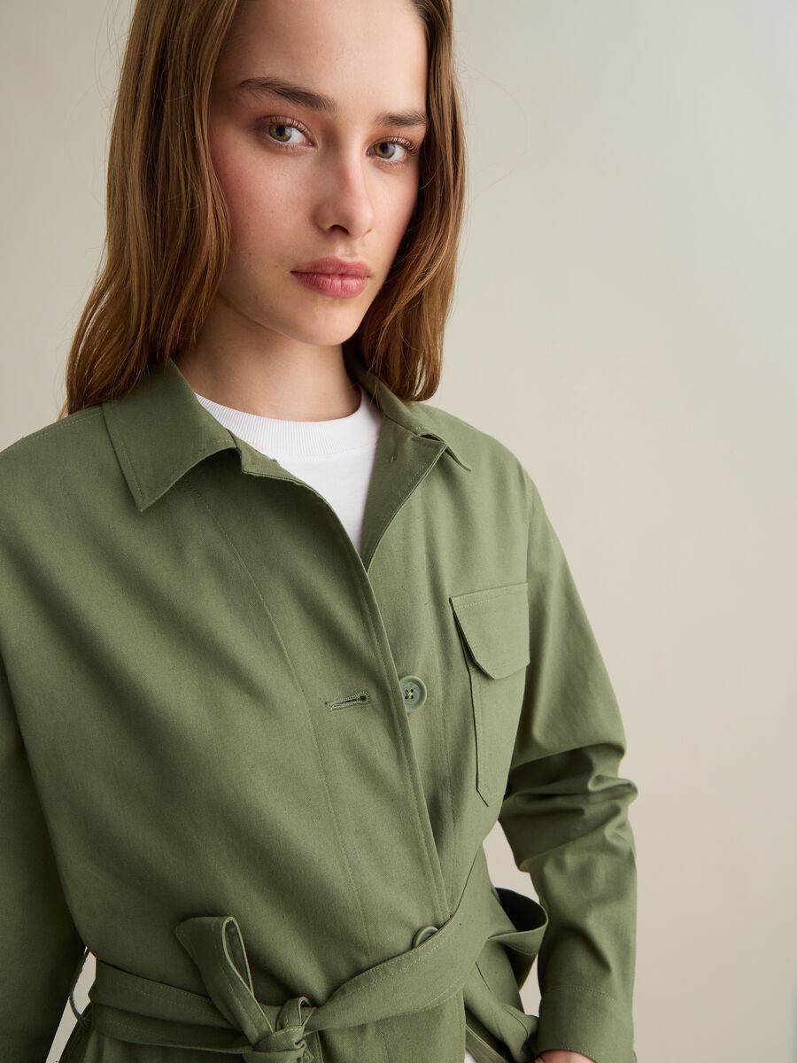Piombo Cotton and Linen Green Regular Fit Jacket_2