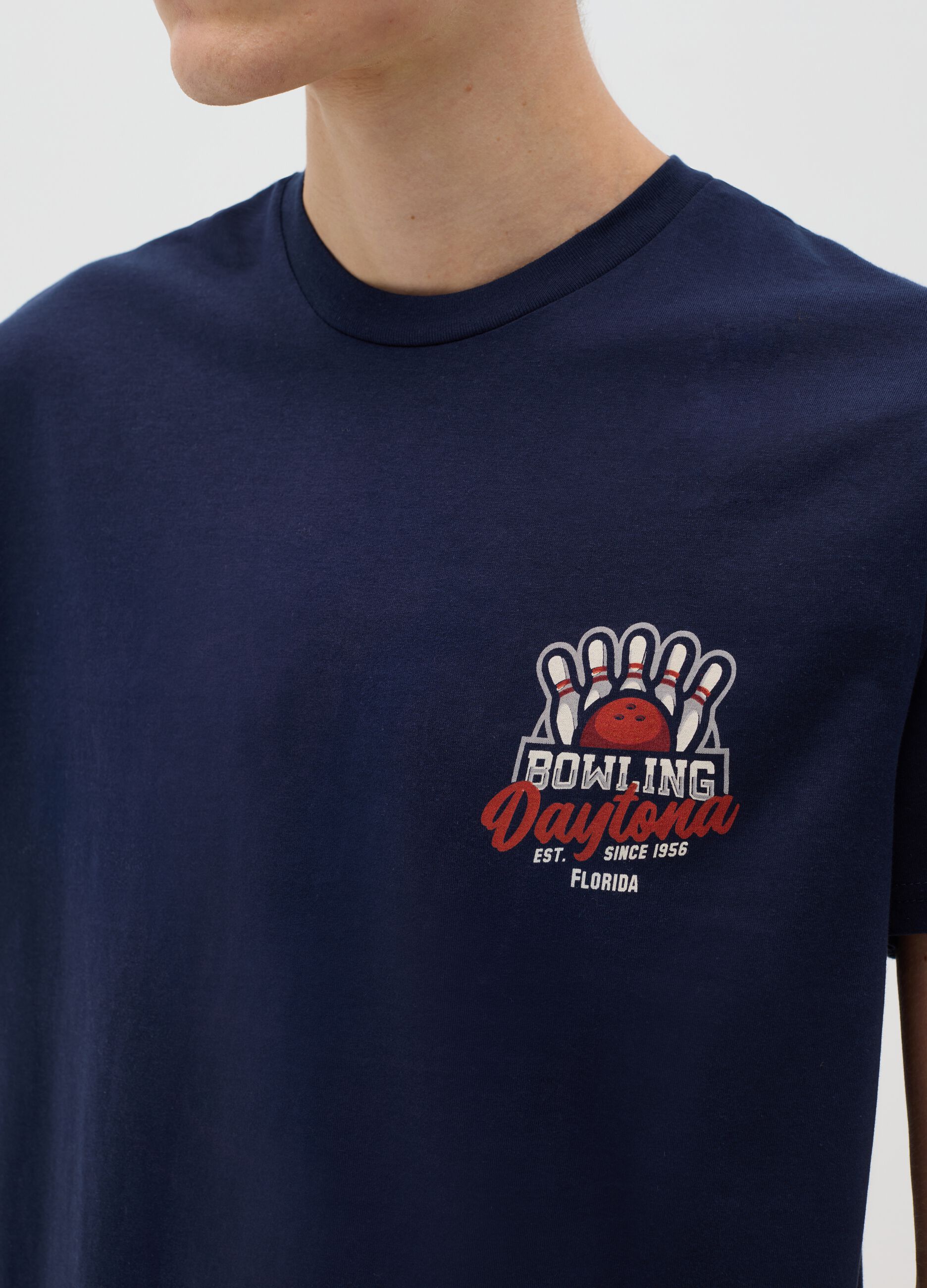 Cotton T-shirt with "Bowling Daytona" print