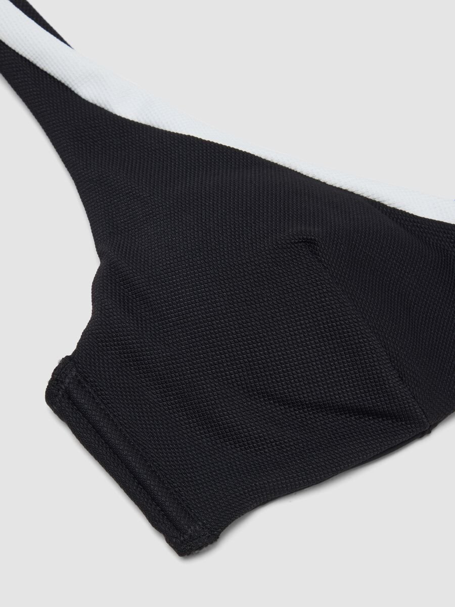 Top bikini in tessuto elasticizzato nero e bianco con scollo a V_5