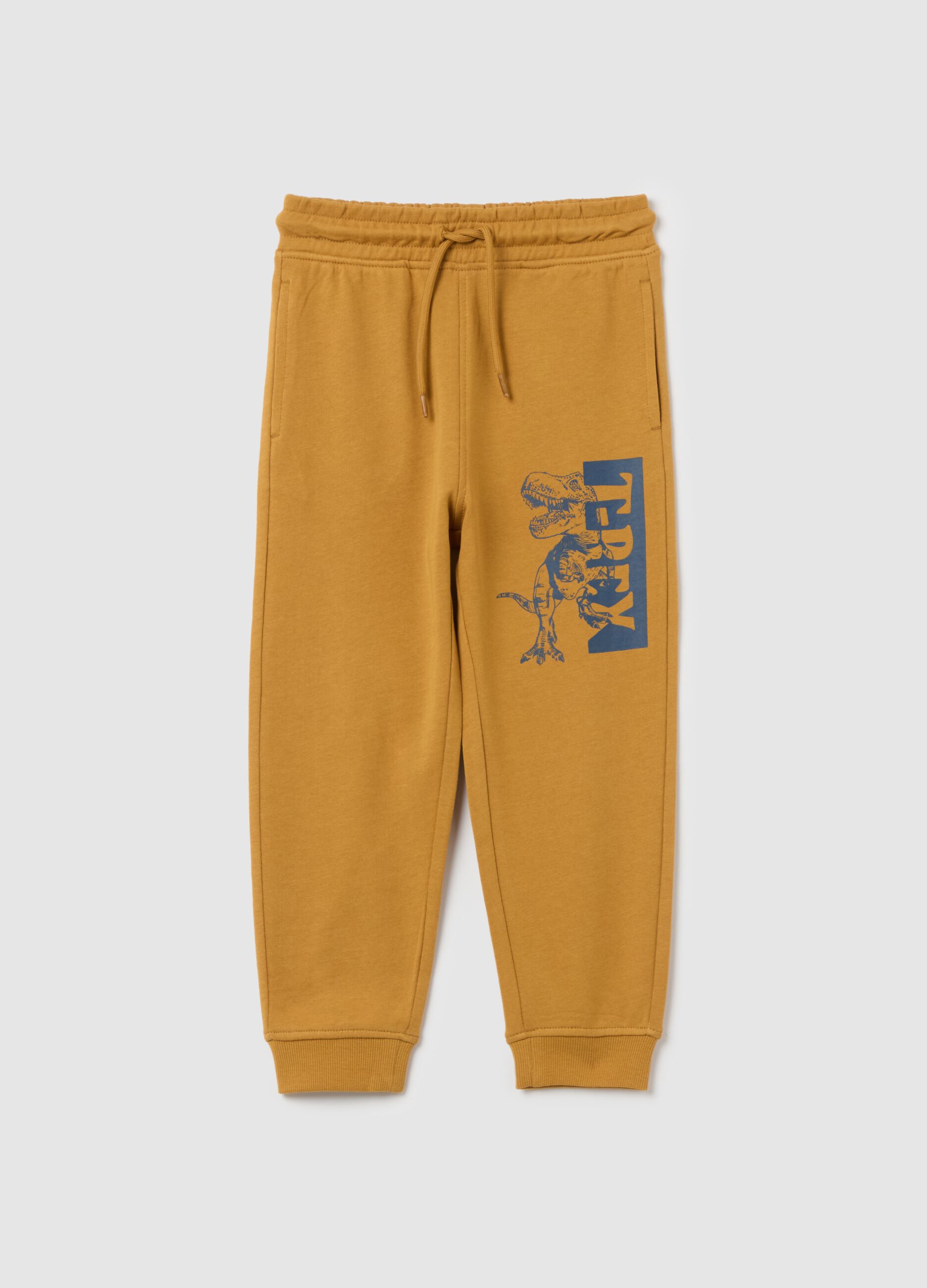 Cotton joggers with drawstring and print
