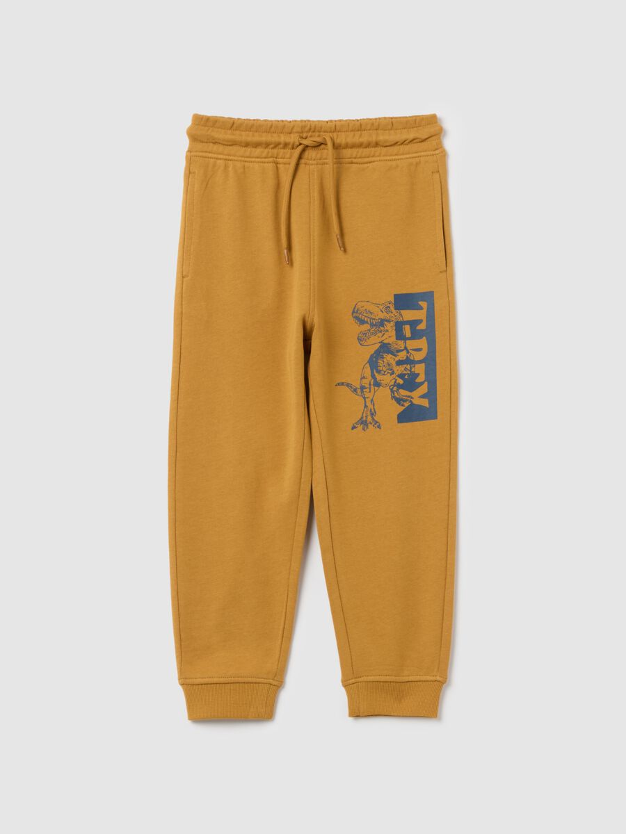 Cotton joggers with drawstring and print_0