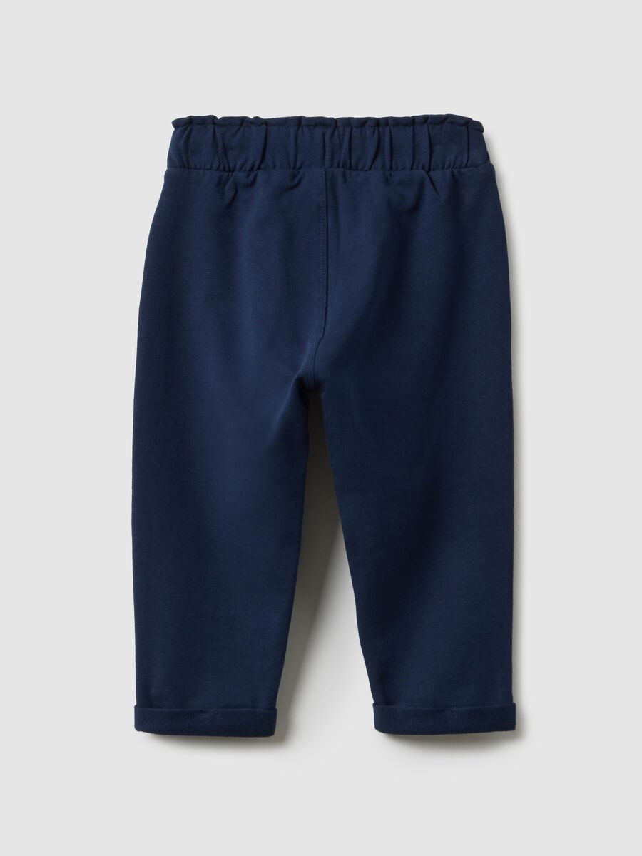 Blue jogger trousers for girls in stretch cotton regular fit_1