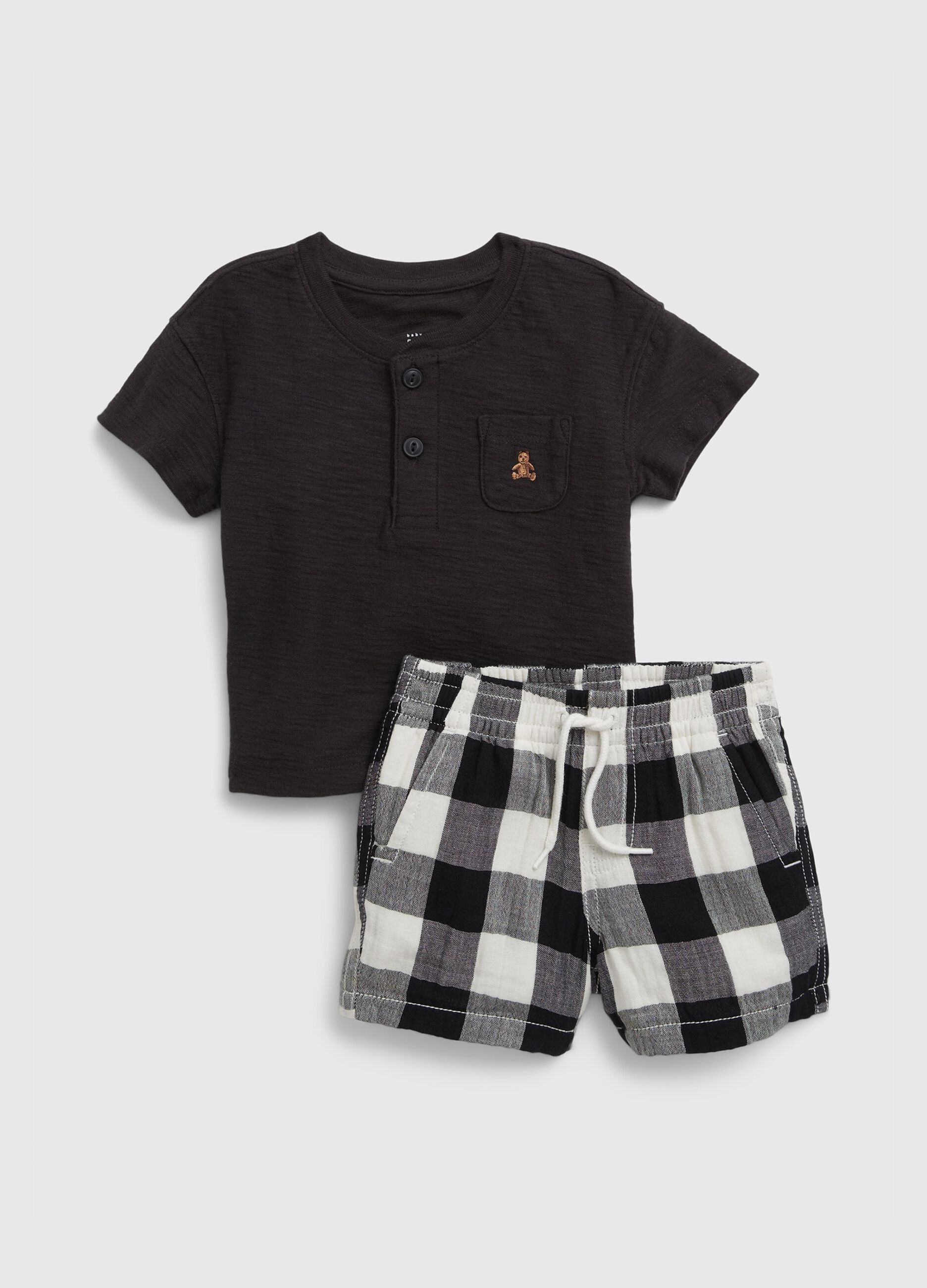 Jogging set in cotone con stampa quadri_0