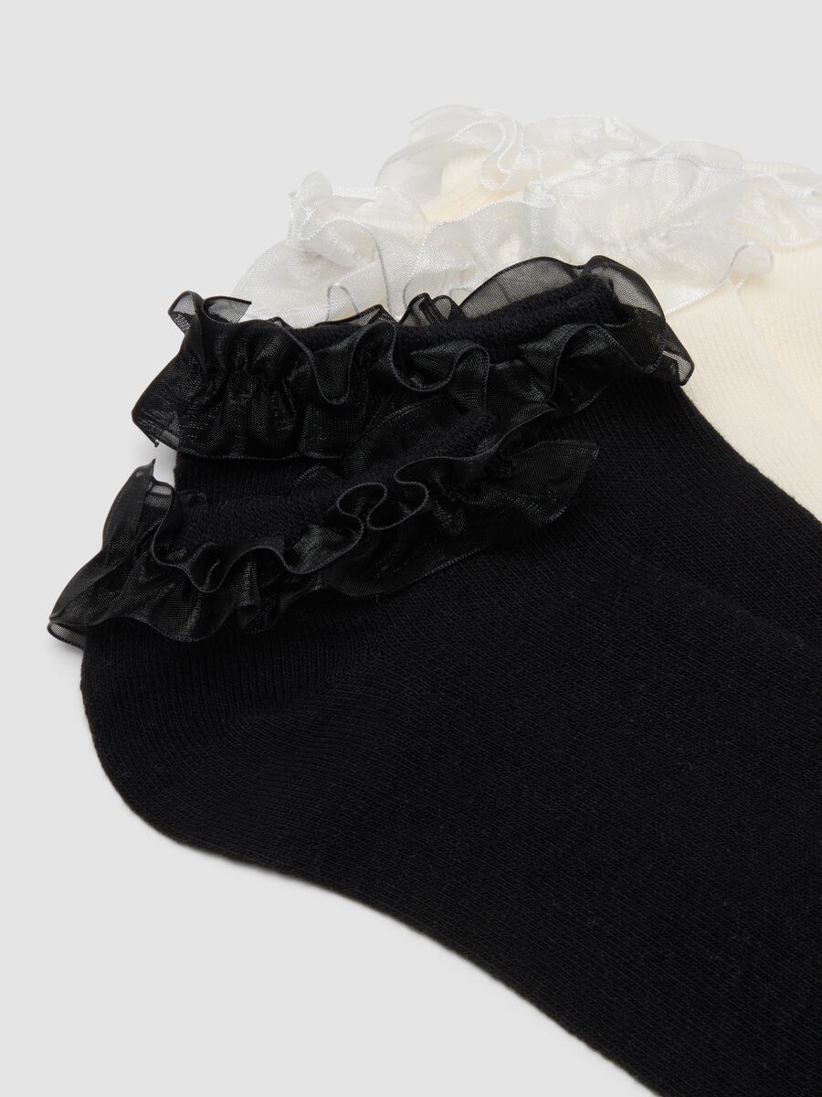 Five-pack of multicolour organic cotton-blend socks with ruffle trim_1
