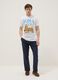 White pure cotton T-shirt with print, regular fit_0