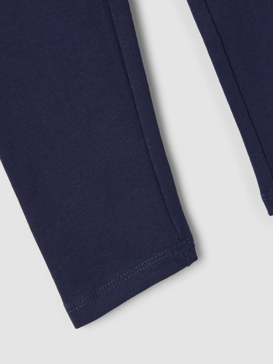 Leggings blu in cotone organico elasticizzato skinny per bambina_2