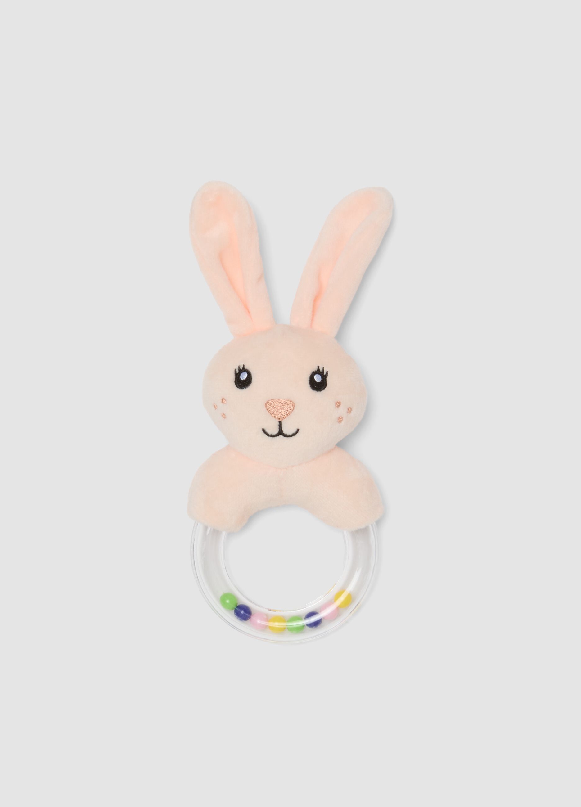 Bunny rattle with clear ring
