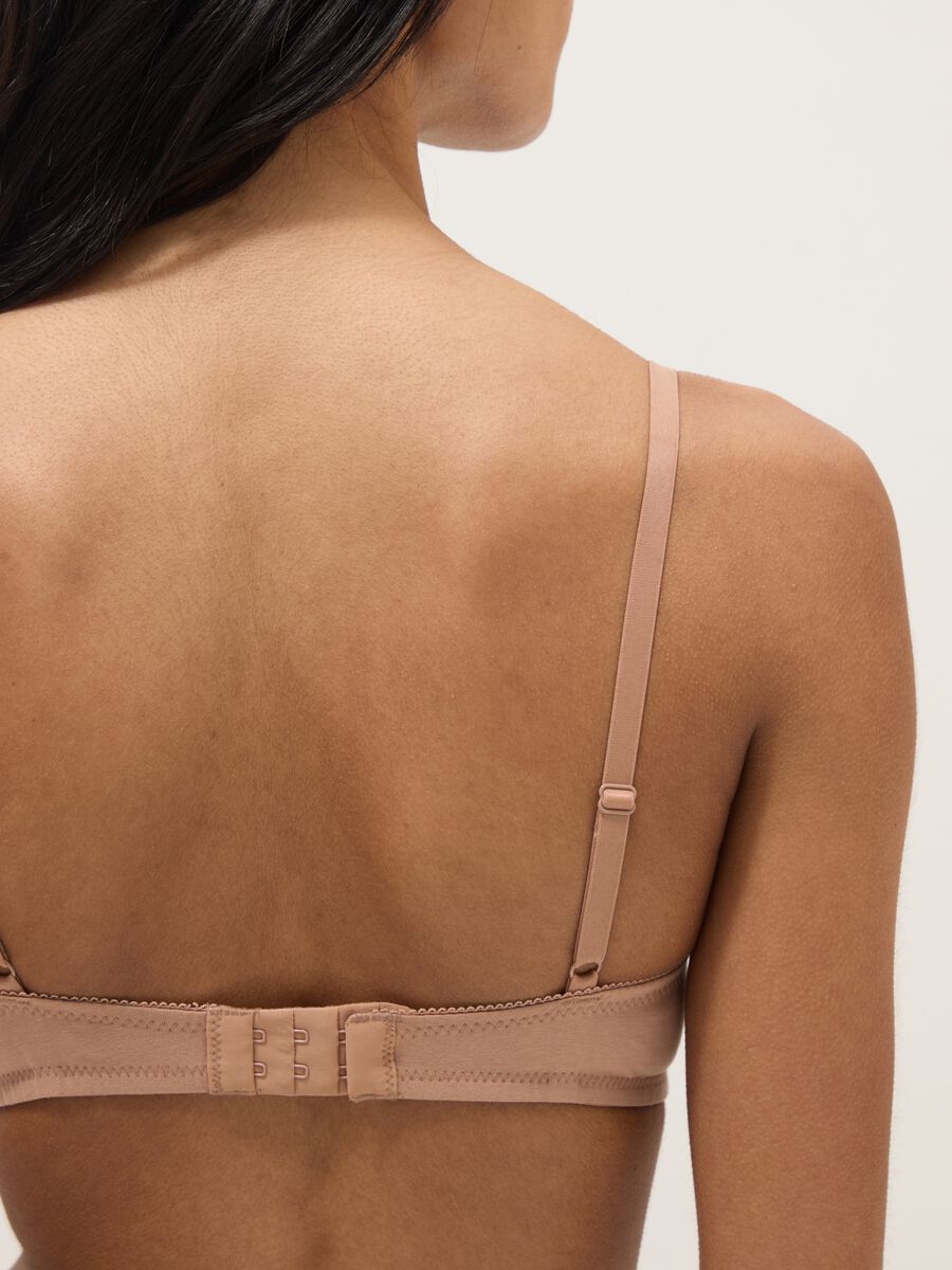 Reggiseno in cotone elasticizzato beige con imbottitura leggera_2