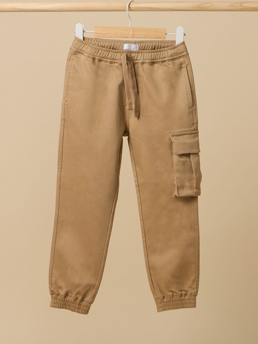 Cotton blend cargo trousers_0