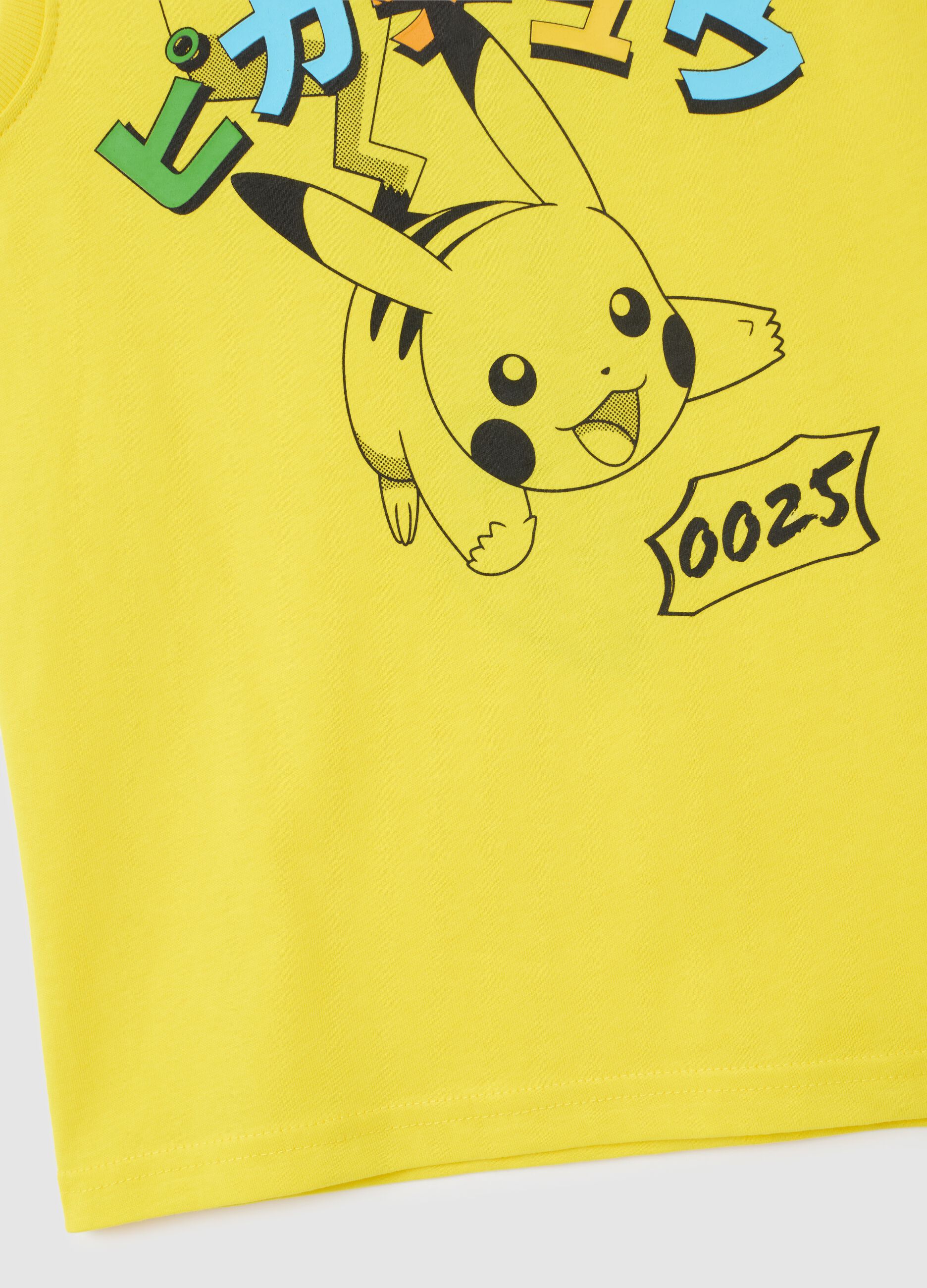 Canotta da bambino in puro cotone gialla con Pikachu